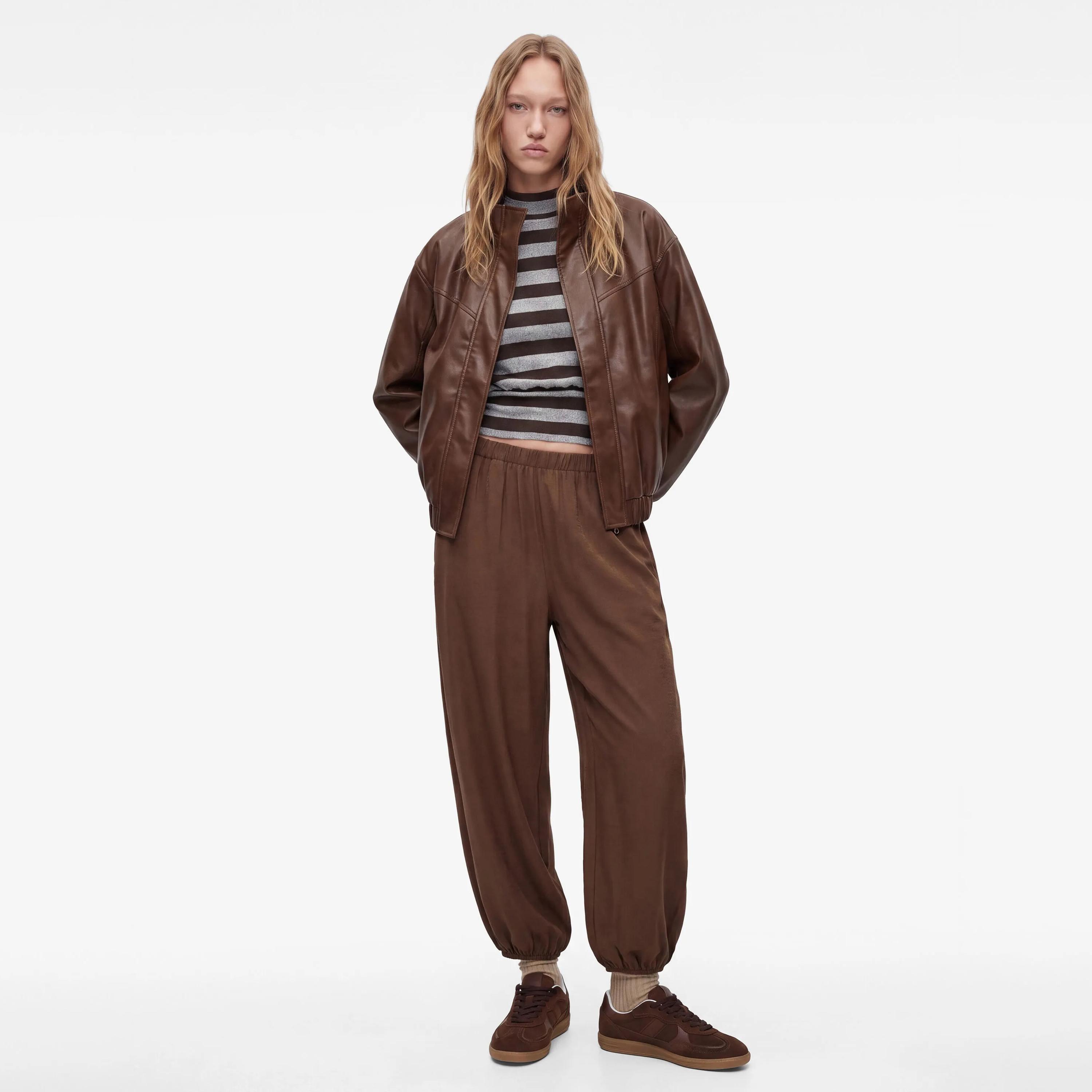 KOTON Brown Cotton Women's Trousers-women-clothing-trousers-image-2