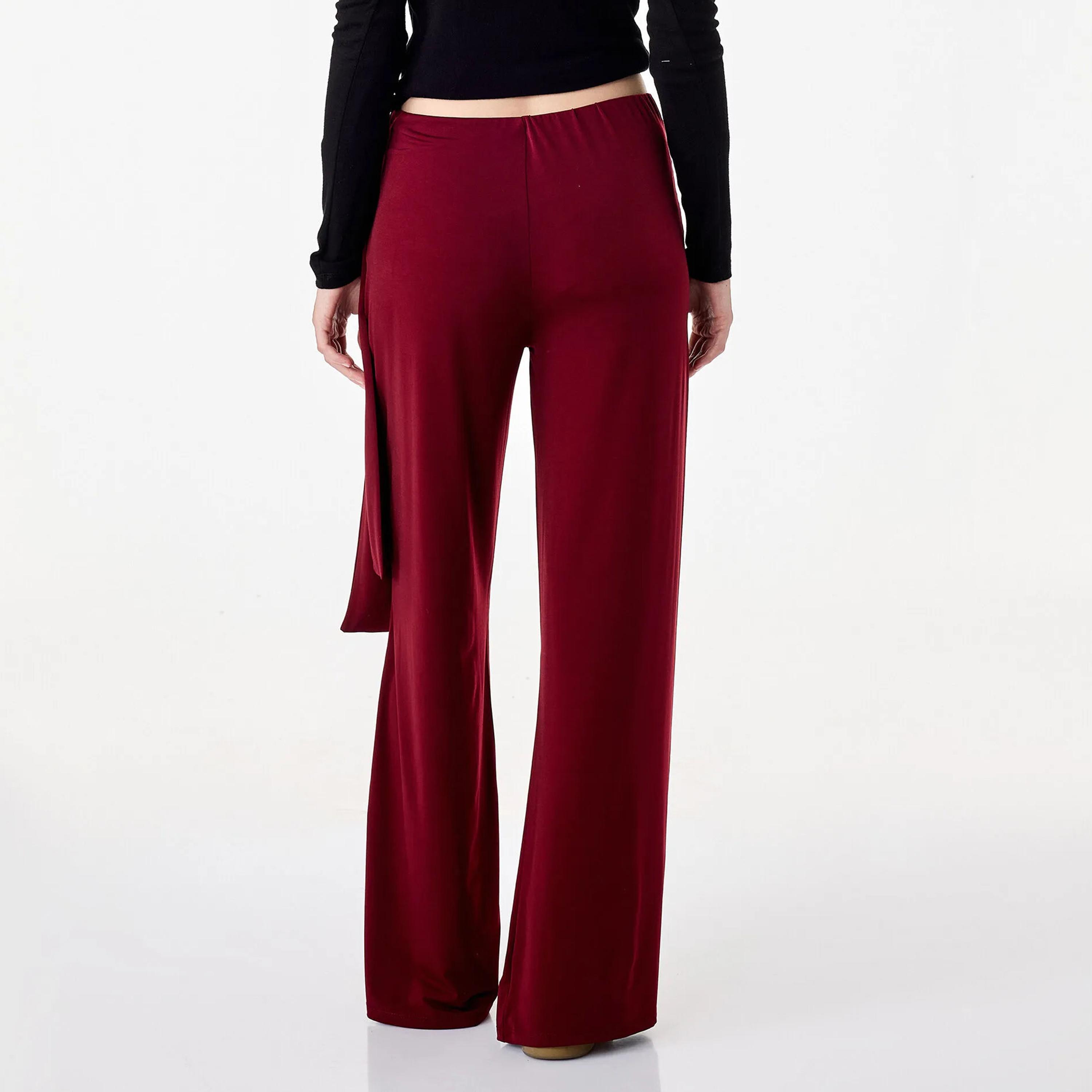 بنطلون حريمي فليرد بلون العنابي من كوتون-women-clothing-trousers-image-4
