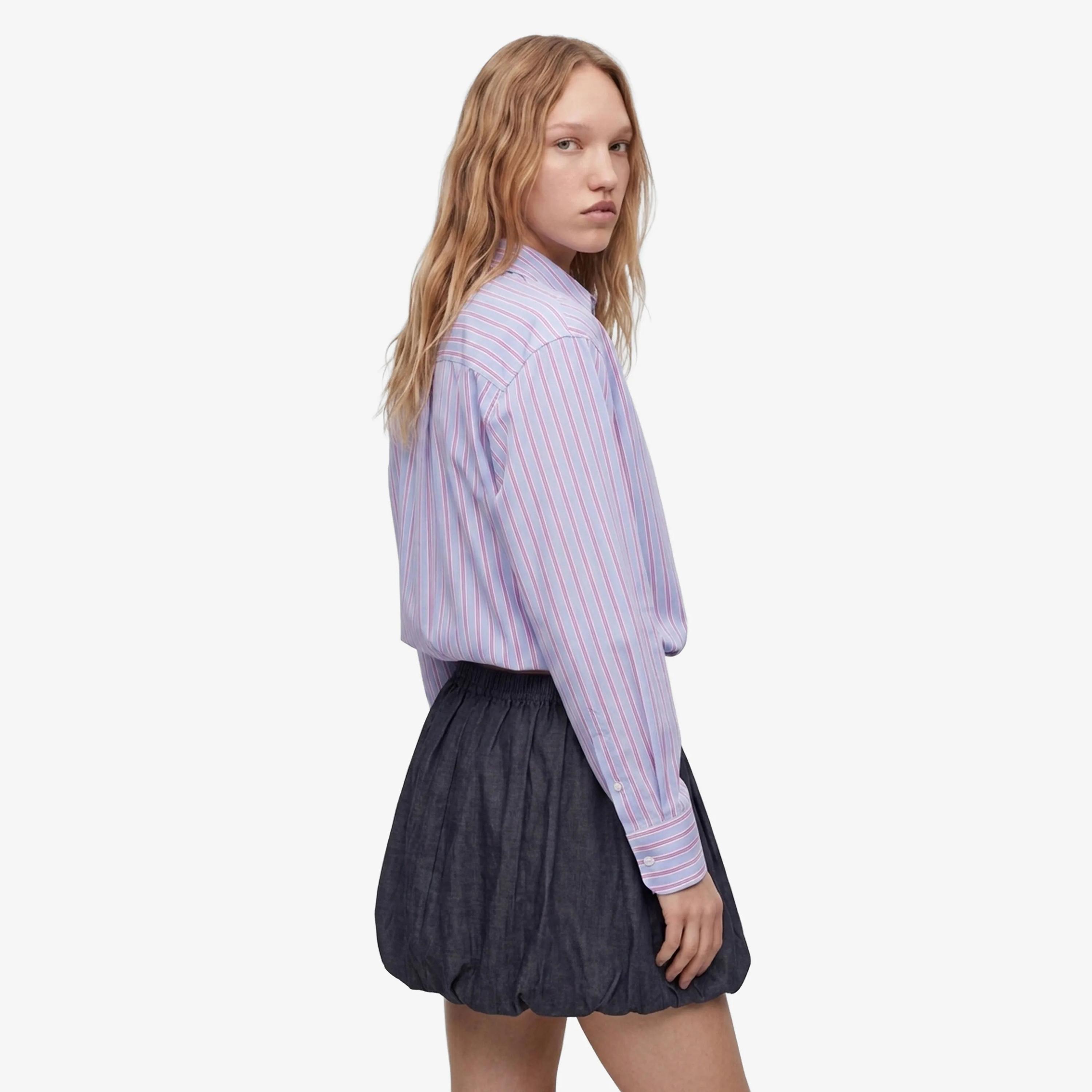 KOTON Blue Striped Collared Women's Shirt-women-clothing-shirtsandblouses-shirts-image-4