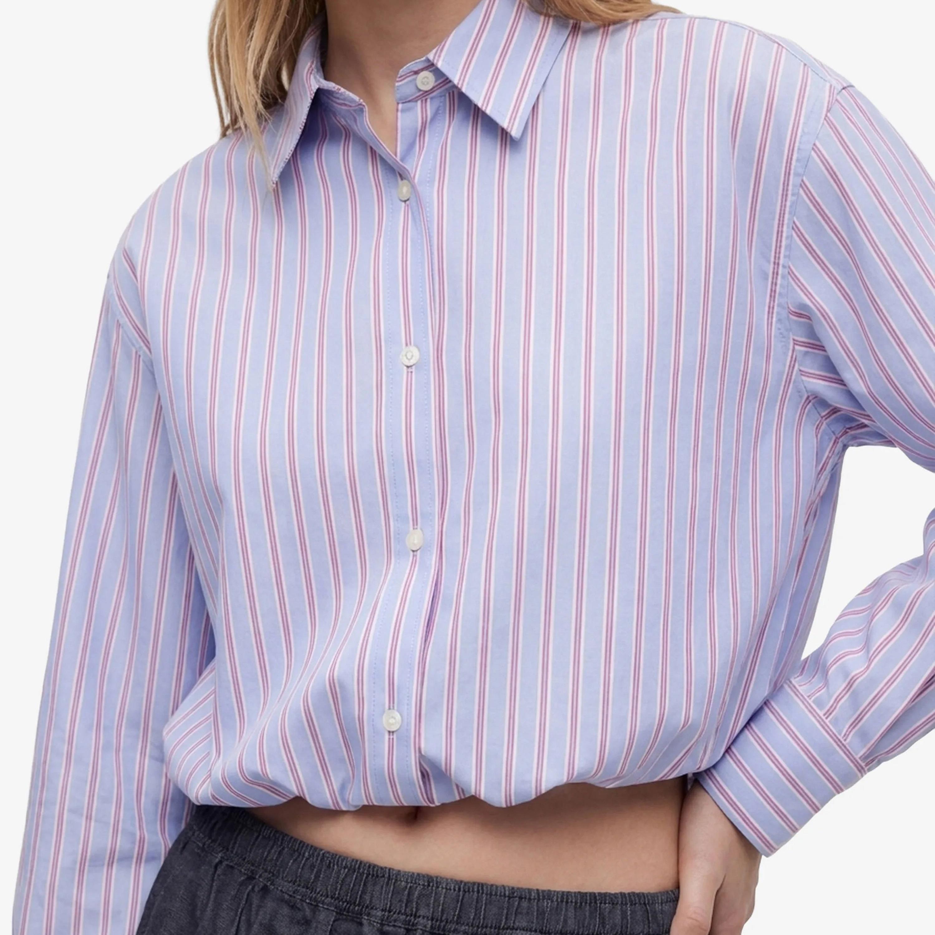 KOTON Blue Striped Collared Women's Shirt-women-clothing-shirtsandblouses-shirts-image-5