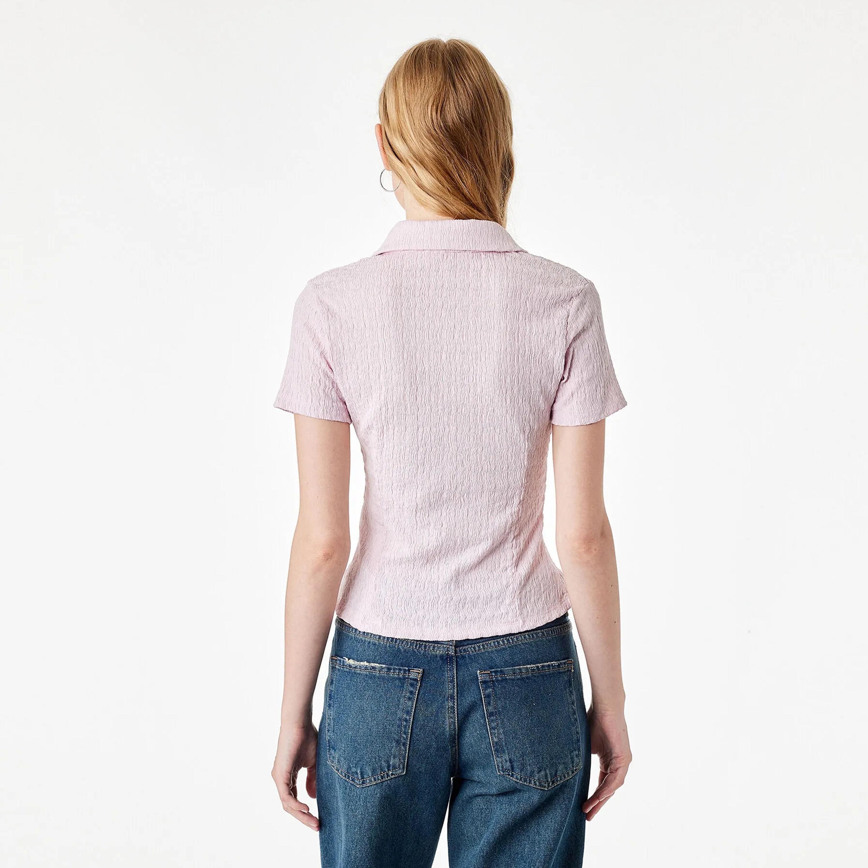 KOTON Textured Collared Women's Shirt-women-clothing-shirtsandblouses-shirts-image-4