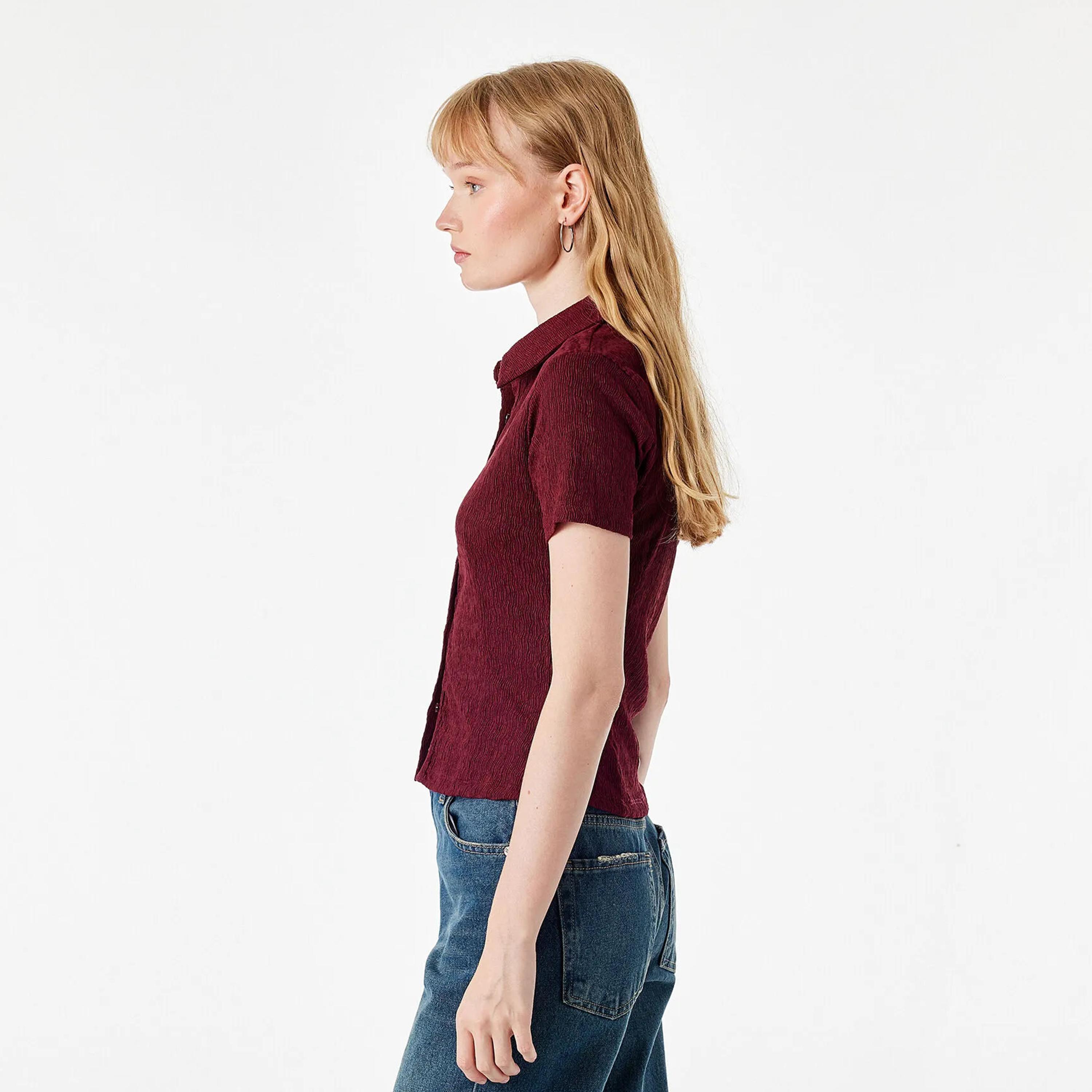 KOTON Textured Collared Women's Shirt-women-clothing-shirtsandblouses-shirts-image-8