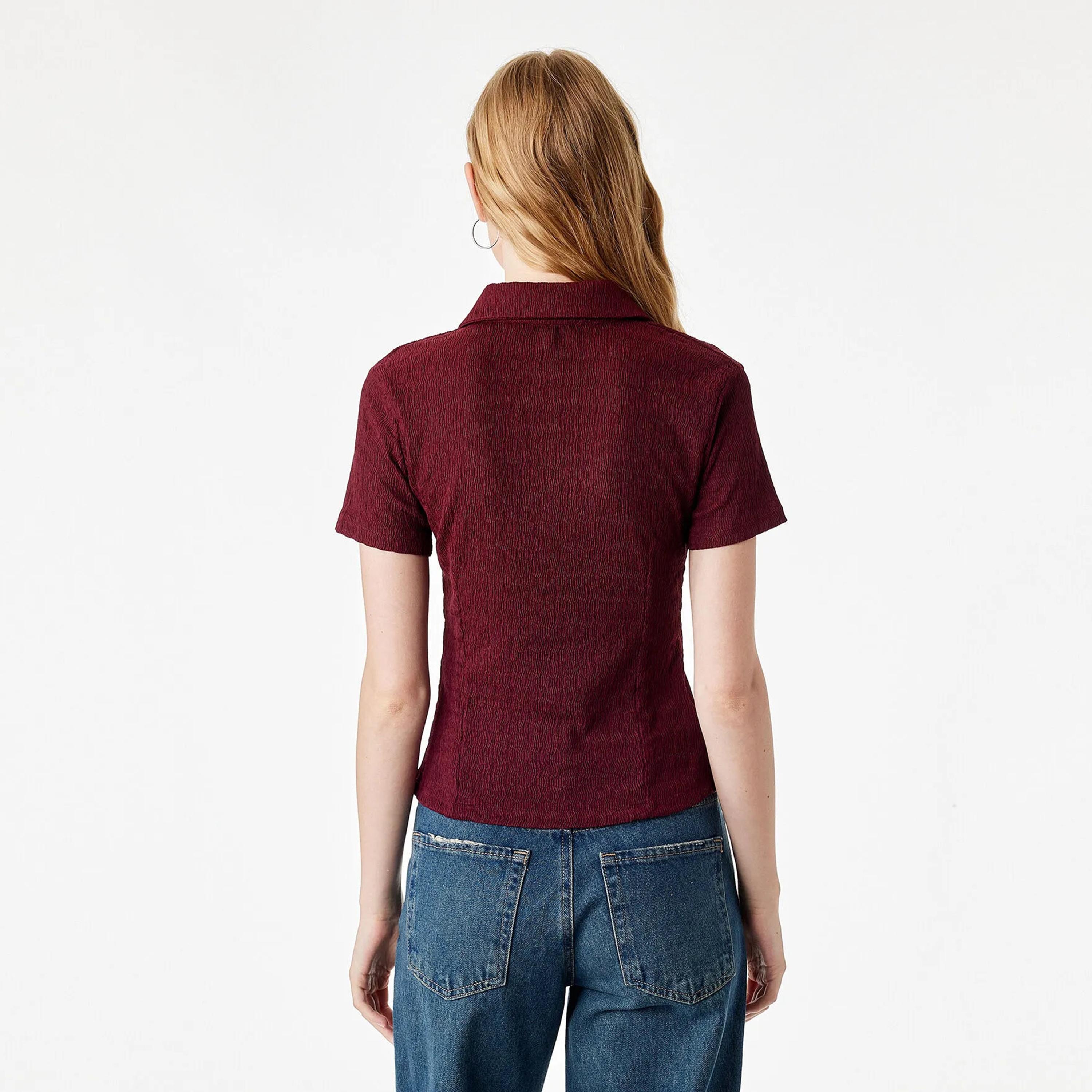KOTON Textured Collared Women's Shirt-women-clothing-shirtsandblouses-shirts-image-4