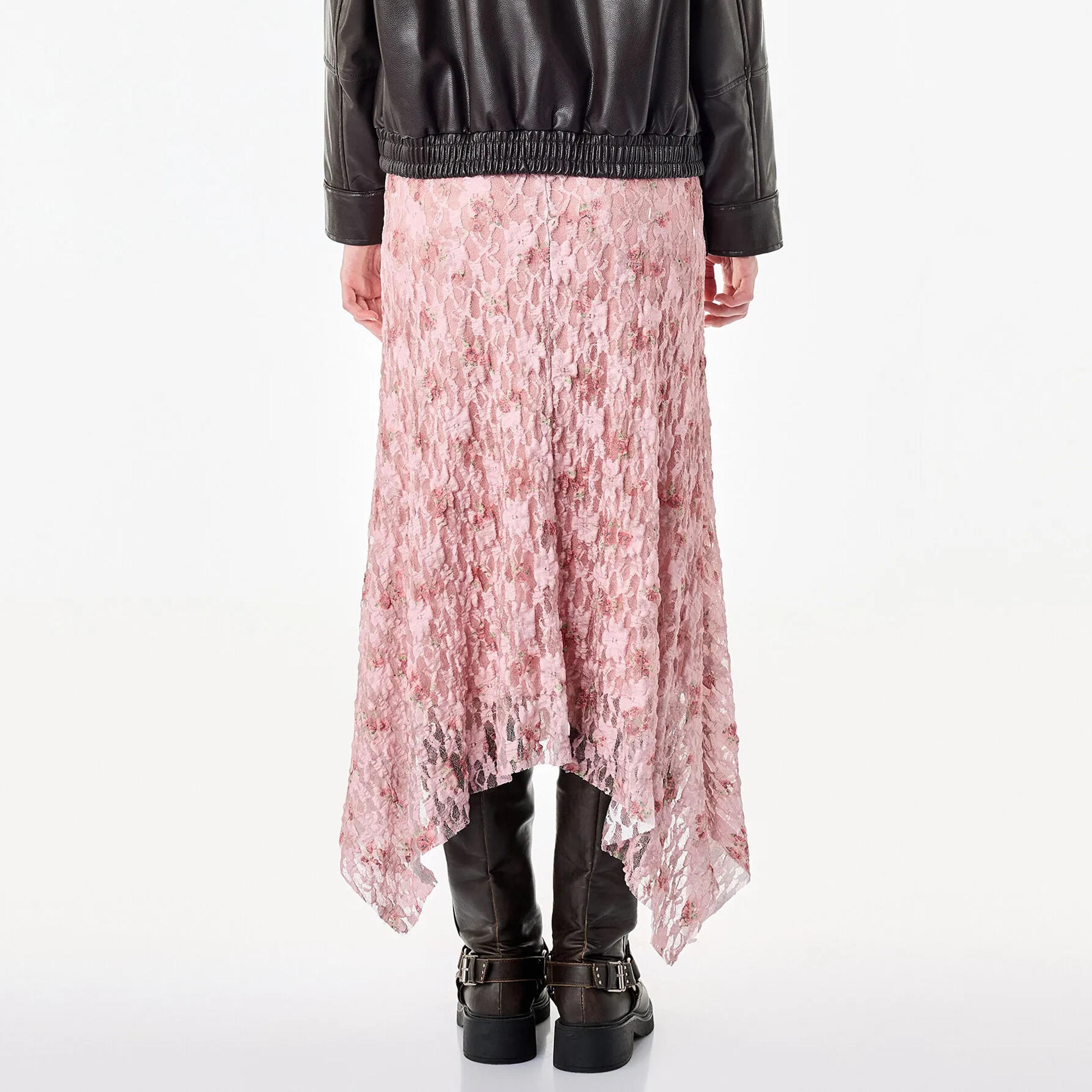 تنورة ميدي حريمي بقصة A قماش قطن دانتيل بنقشة زهور من كوتون-women-clothing-skirts-image-4