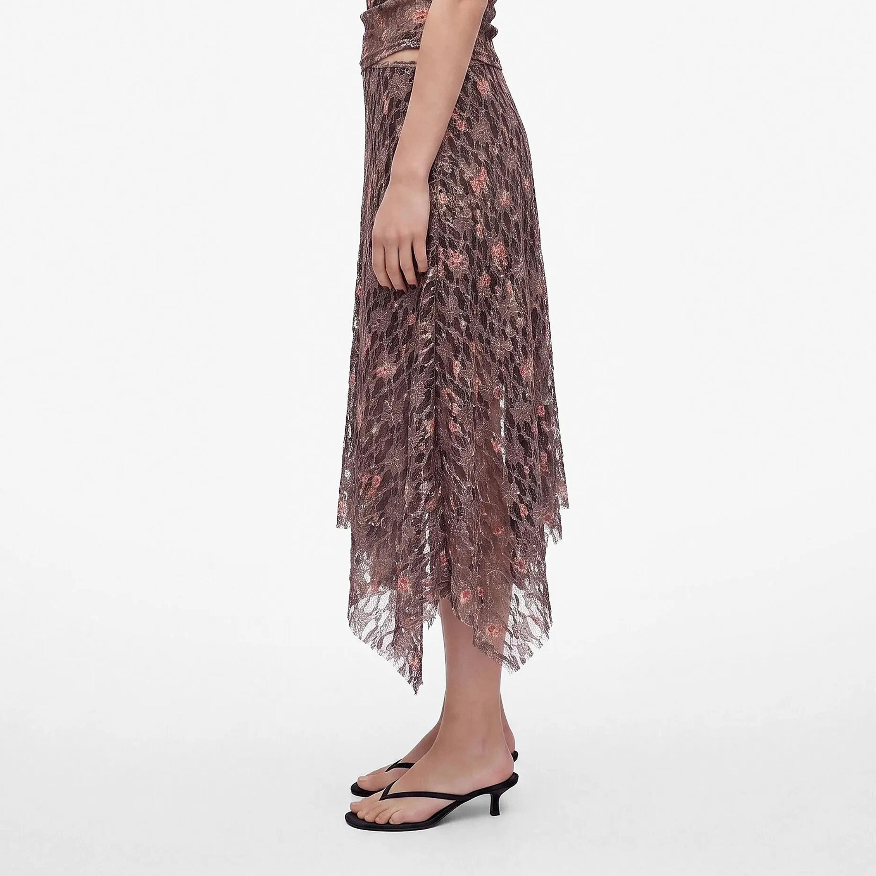 تنورة ميدي حريمي بقصة A قماش قطن دانتيل بنقشة زهور من كوتون-women-clothing-skirts-image-9