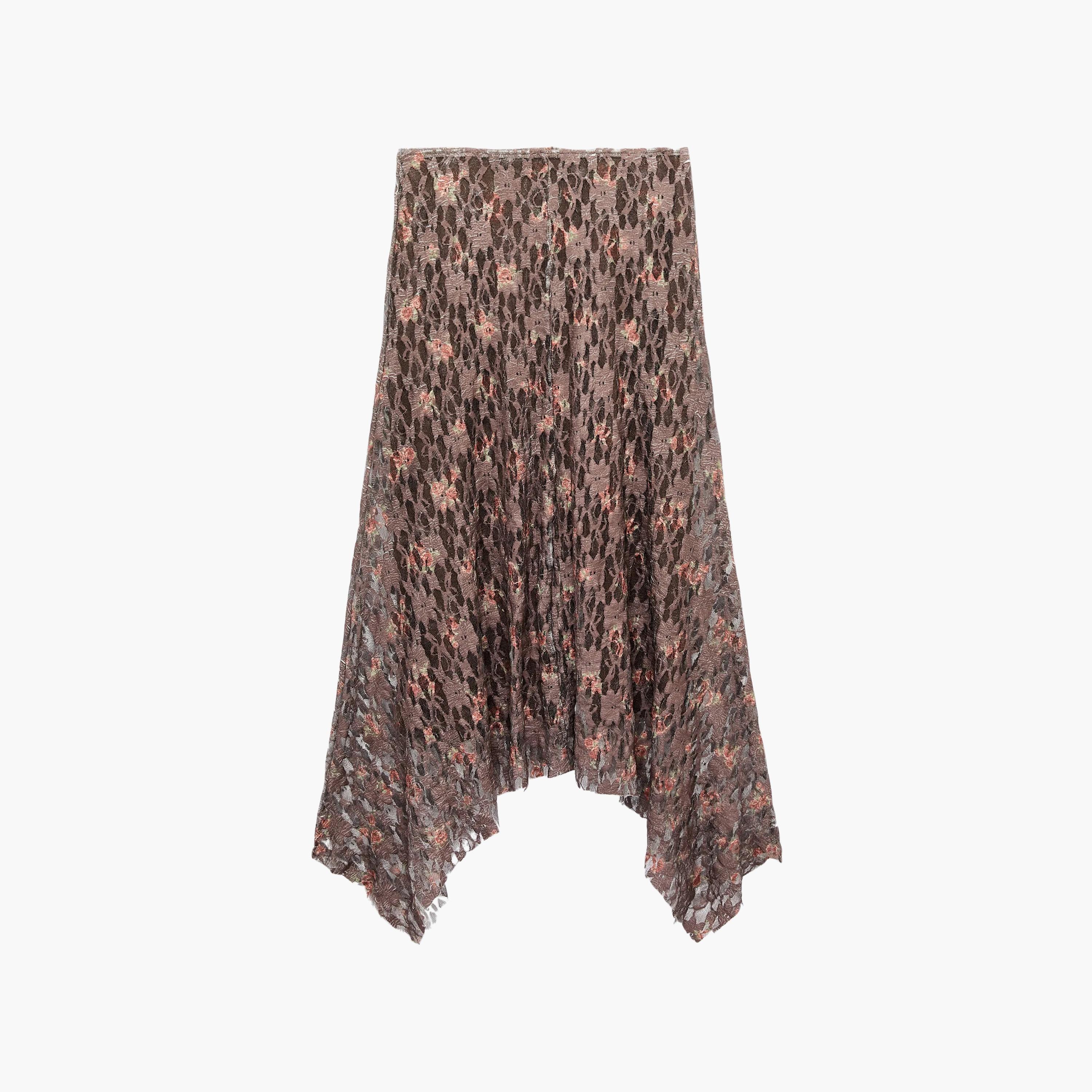 تنورة ميدي حريمي بقصة A قماش قطن دانتيل بنقشة زهور من كوتون-women-clothing-skirts-image-12