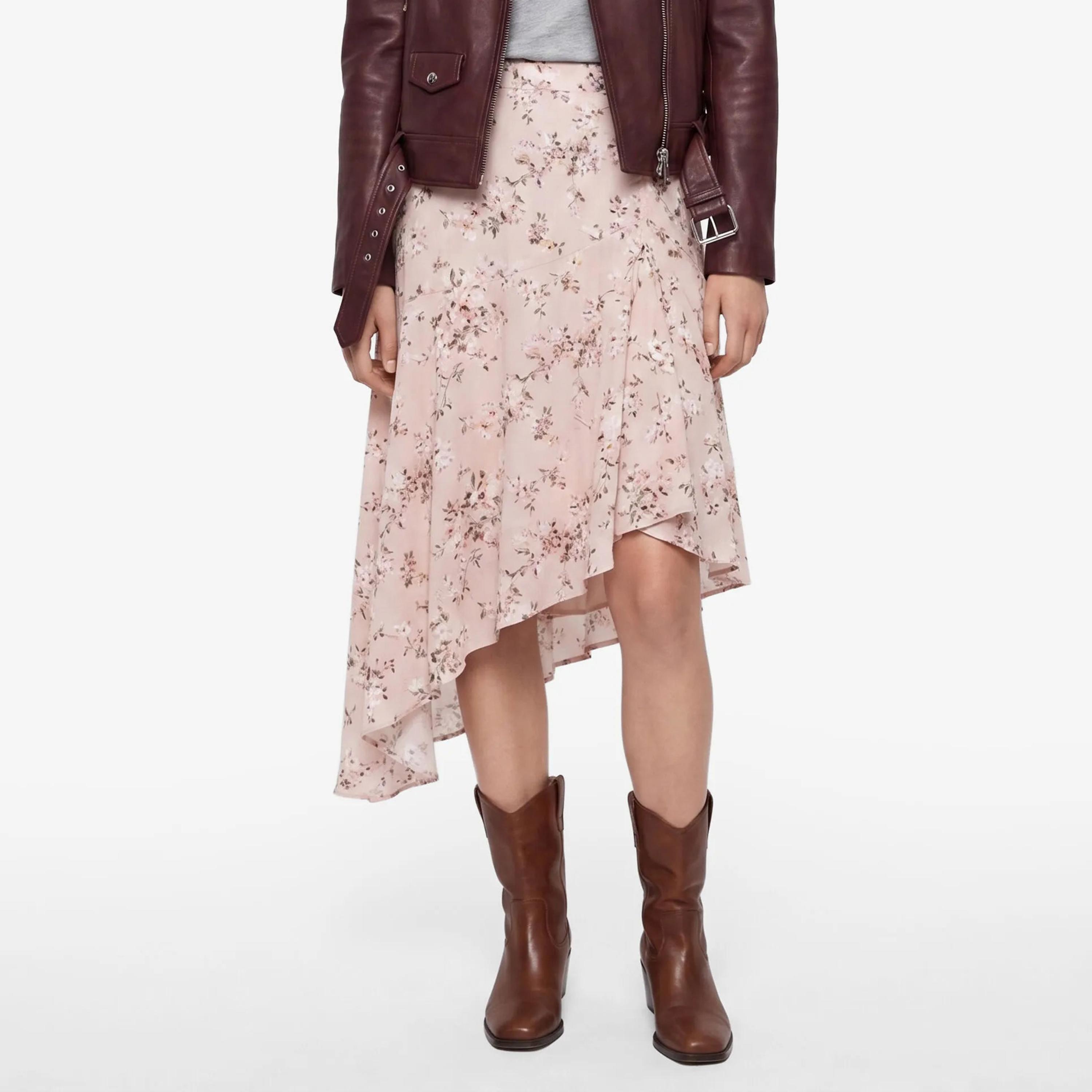 KOTON Pink Floral A-Line Women's Midi Skirt-women-clothing-skirts-image-1