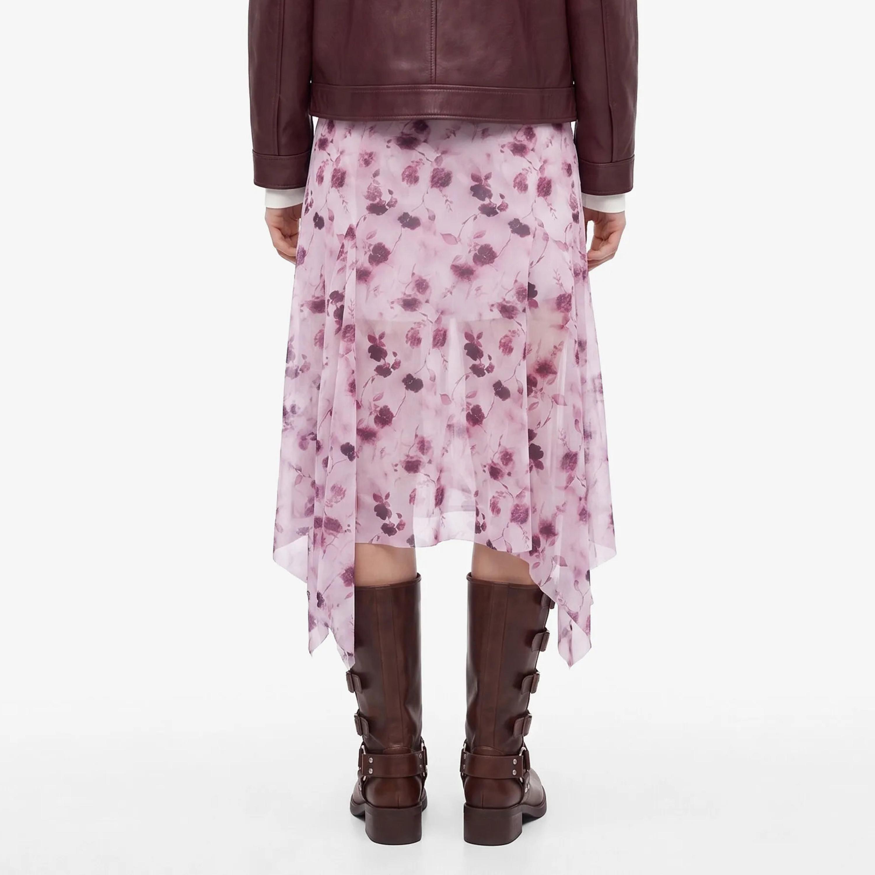 تنورة ميدي حريمي وردي بقصة A بنقشة زهور من كوتون-women-clothing-skirts-image-3