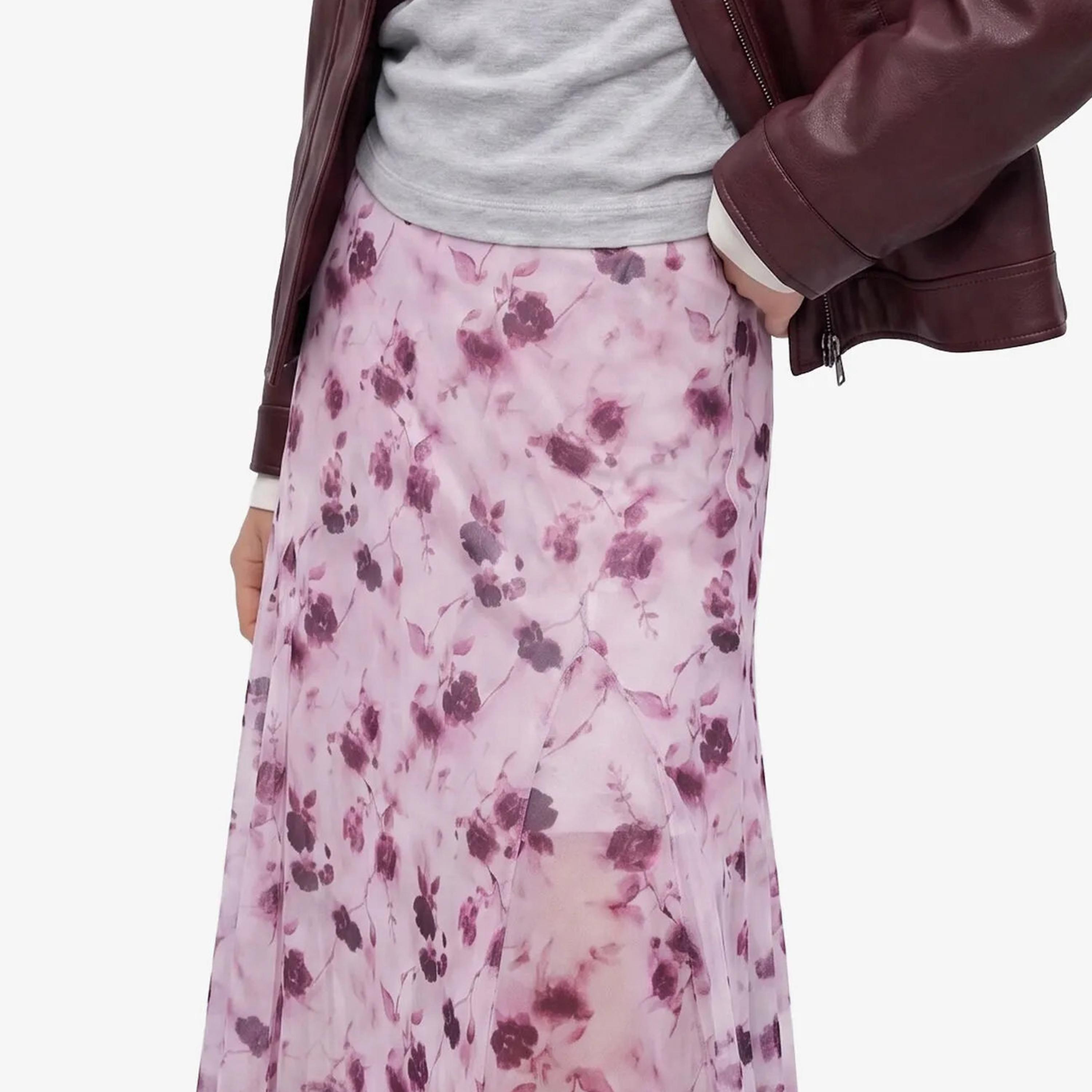KOTON Pink Floral A-Line Women's Midi Skirt-women-clothing-skirts-image-4