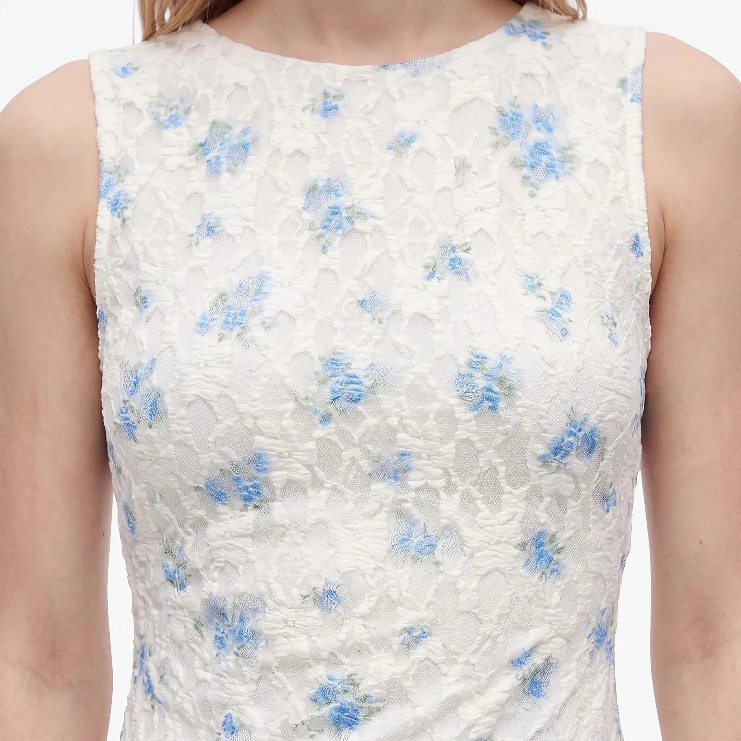 KOTON Beige Floral Lace Cotton Women's Midi Dress-women-clothing-dresses-image-4