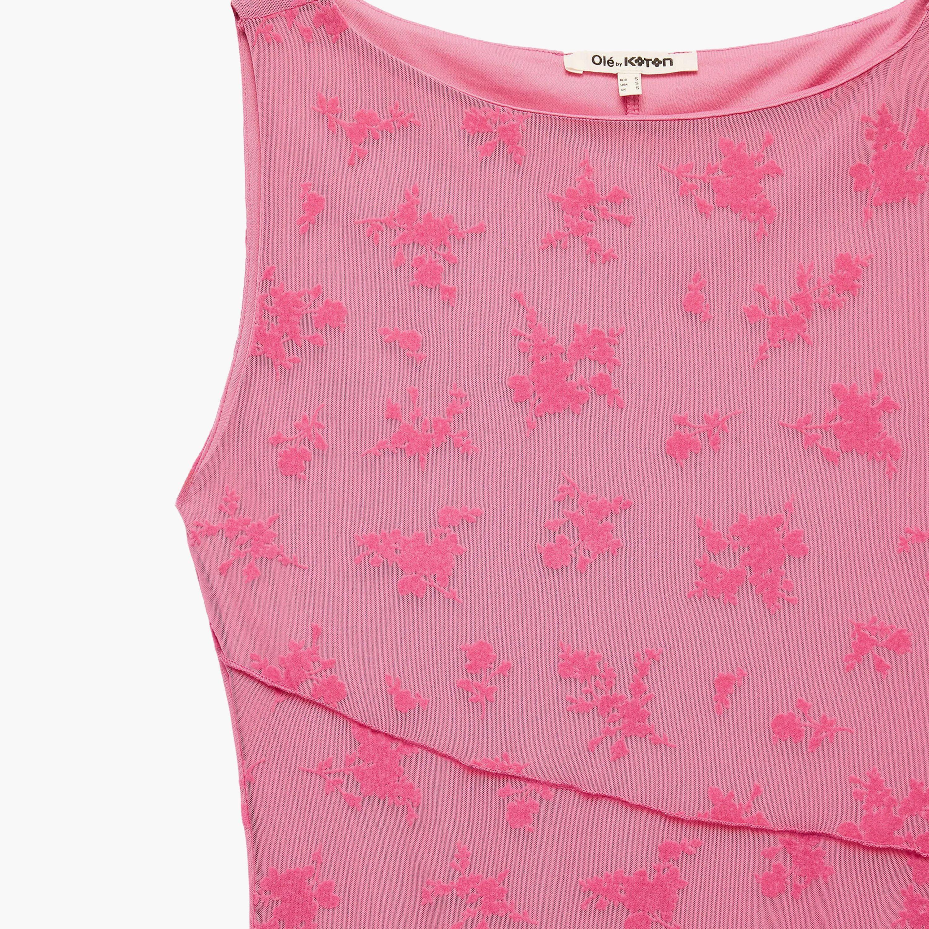 فستان ميدي حريمي قطن بطبعة زهور من كوتون-women-clothing-dresses-image-4