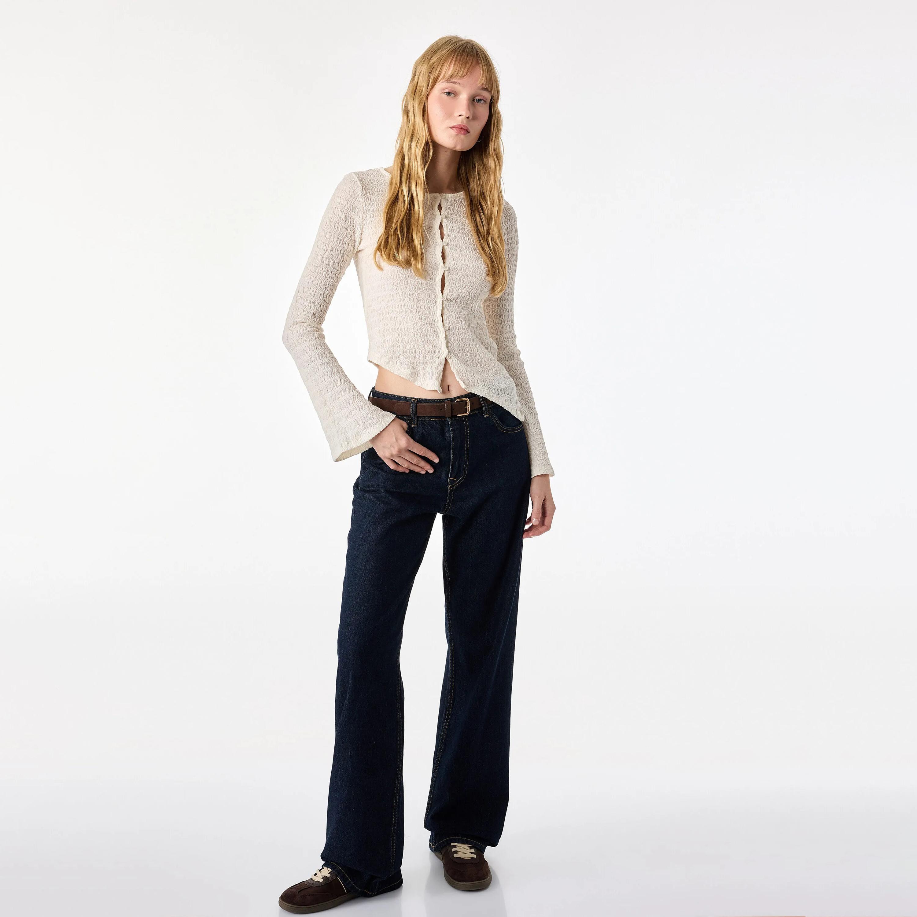 KOTON Textured Cotton Women's Cardigans Top-women-clothing-shirtsandblouses-blouses-image-7