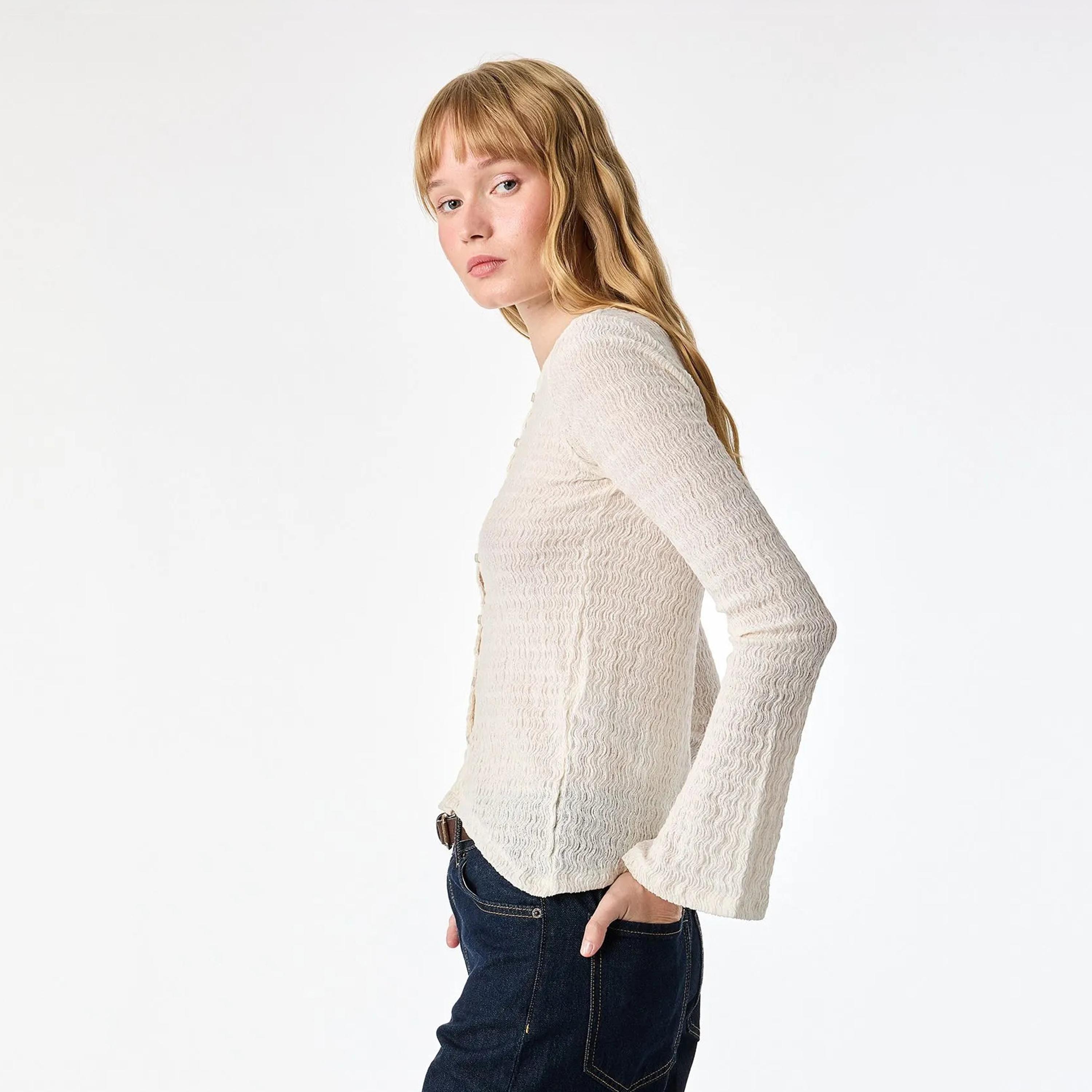 KOTON Textured Cotton Women's Cardigans Top-women-clothing-shirtsandblouses-blouses-image-8
