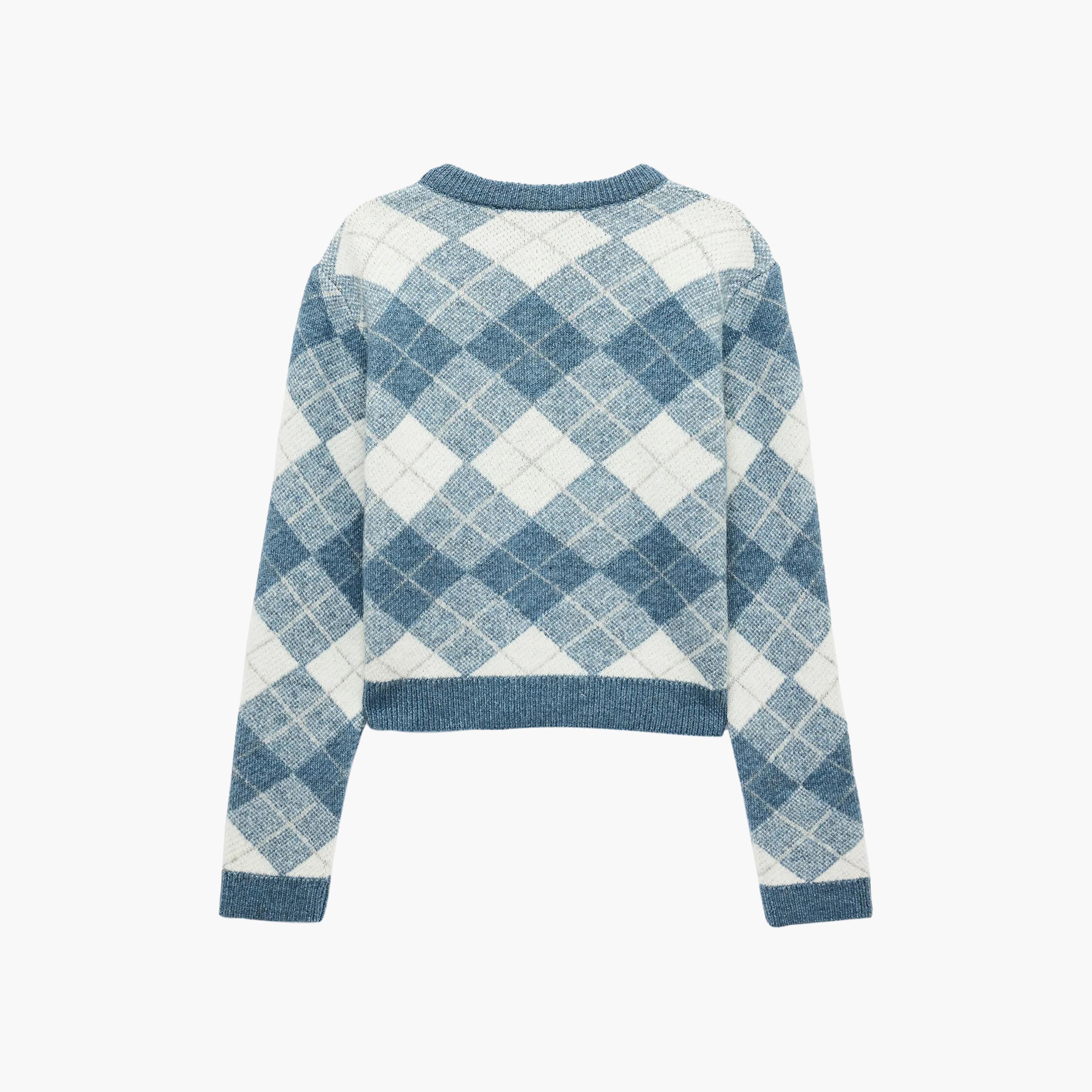 KOTON Blue Argyle Women's Cardigan-women-winterwear-cardigansandjumpers-cardigans-image-5