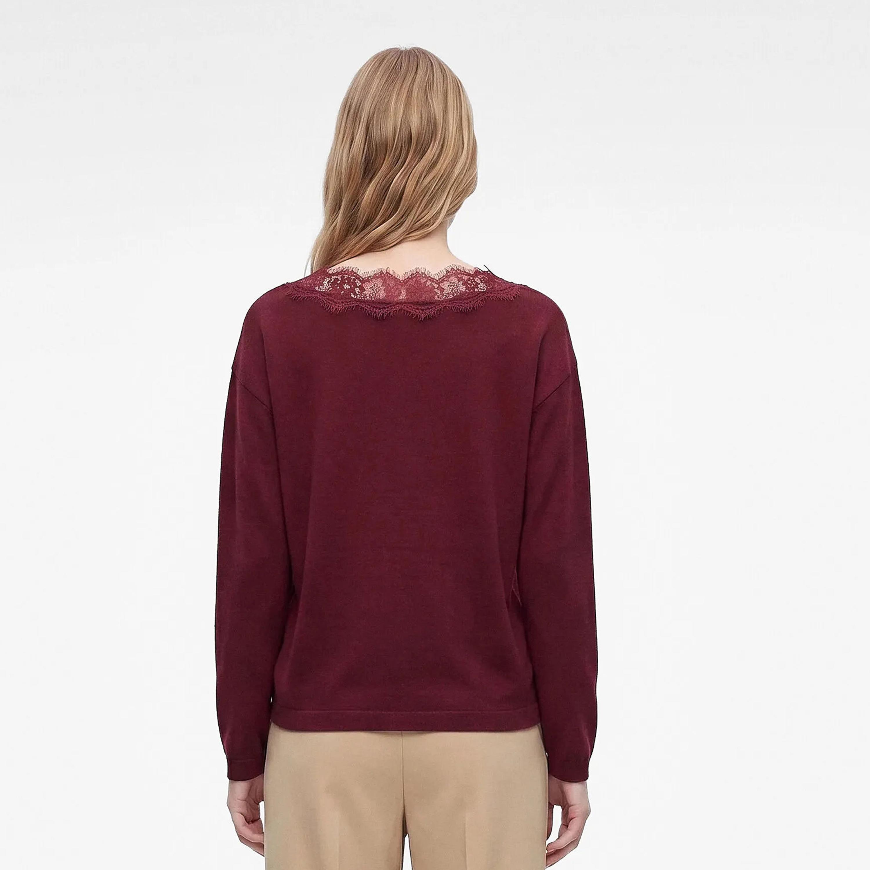 بلوفر حريمي بأكمام منسدلة وتفاصيل دانتيل من كوتون-women-winterwear-cardigansandjumpers-jumpers-image-4