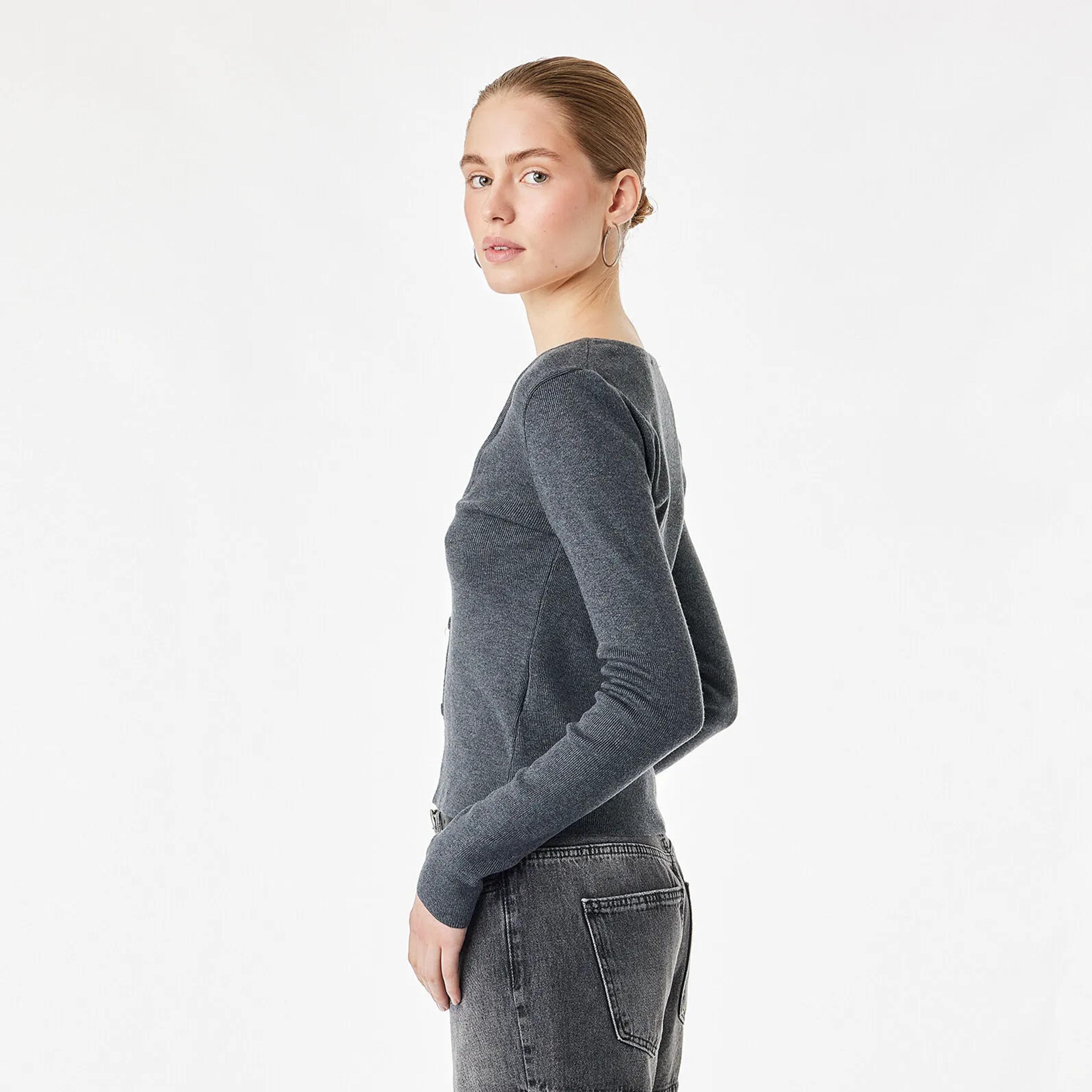 كارديجان حريمي بفتحة رقبة سكوب من كوتون-women-winterwear-cardigansandjumpers-cardigans-image-3