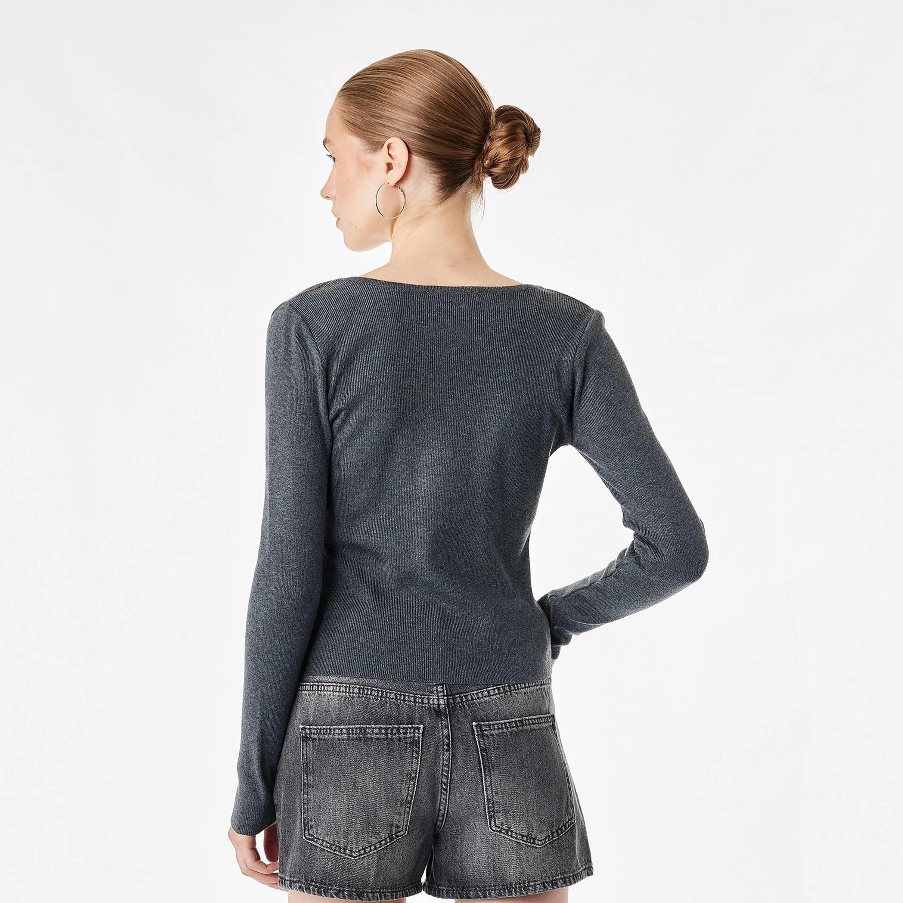كارديجان حريمي بفتحة رقبة سكوب من كوتون-women-winterwear-cardigansandjumpers-cardigans-image-4