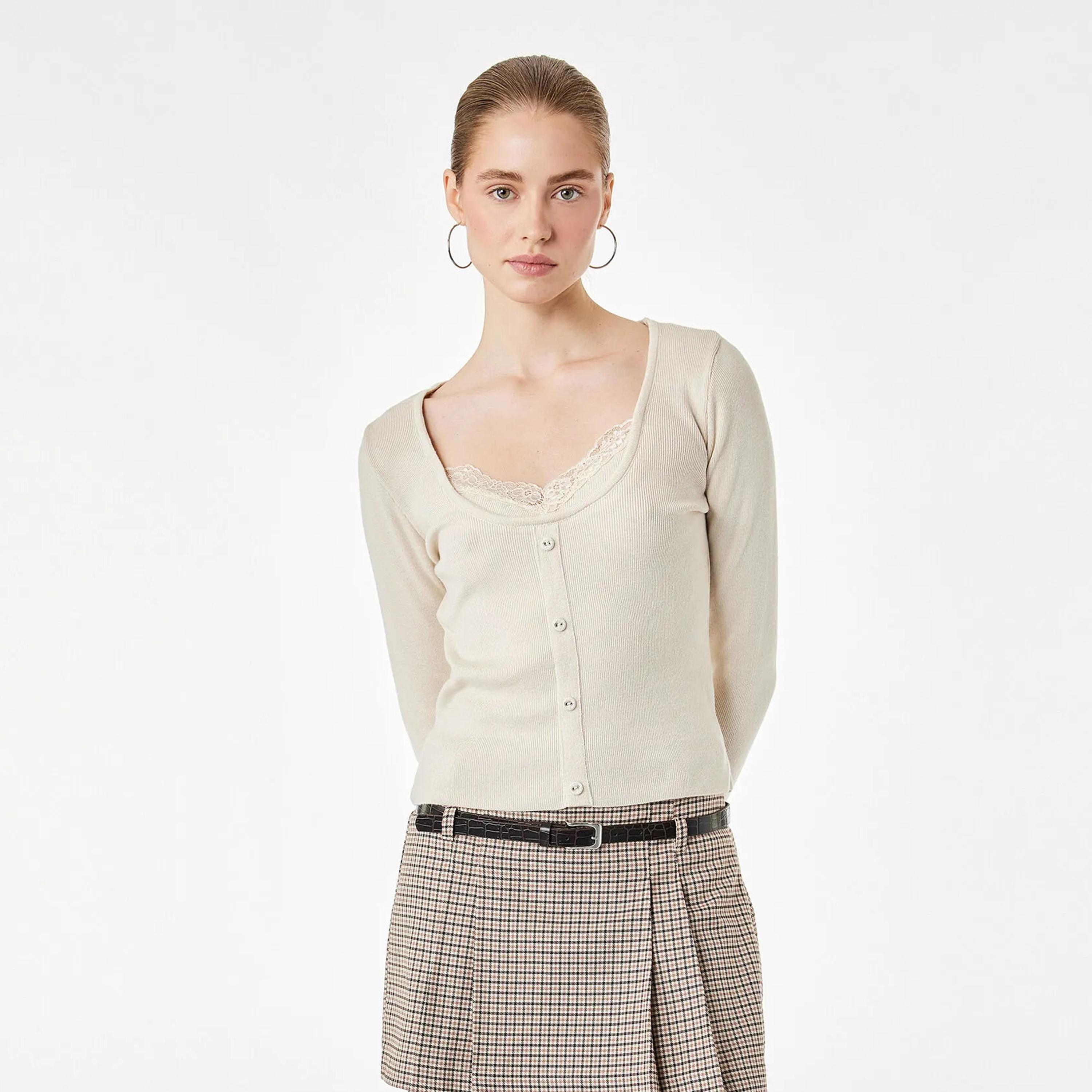 KOTON Scoop Neck Women's Cardigan-women-winterwear-cardigansandjumpers-cardigans-image-1