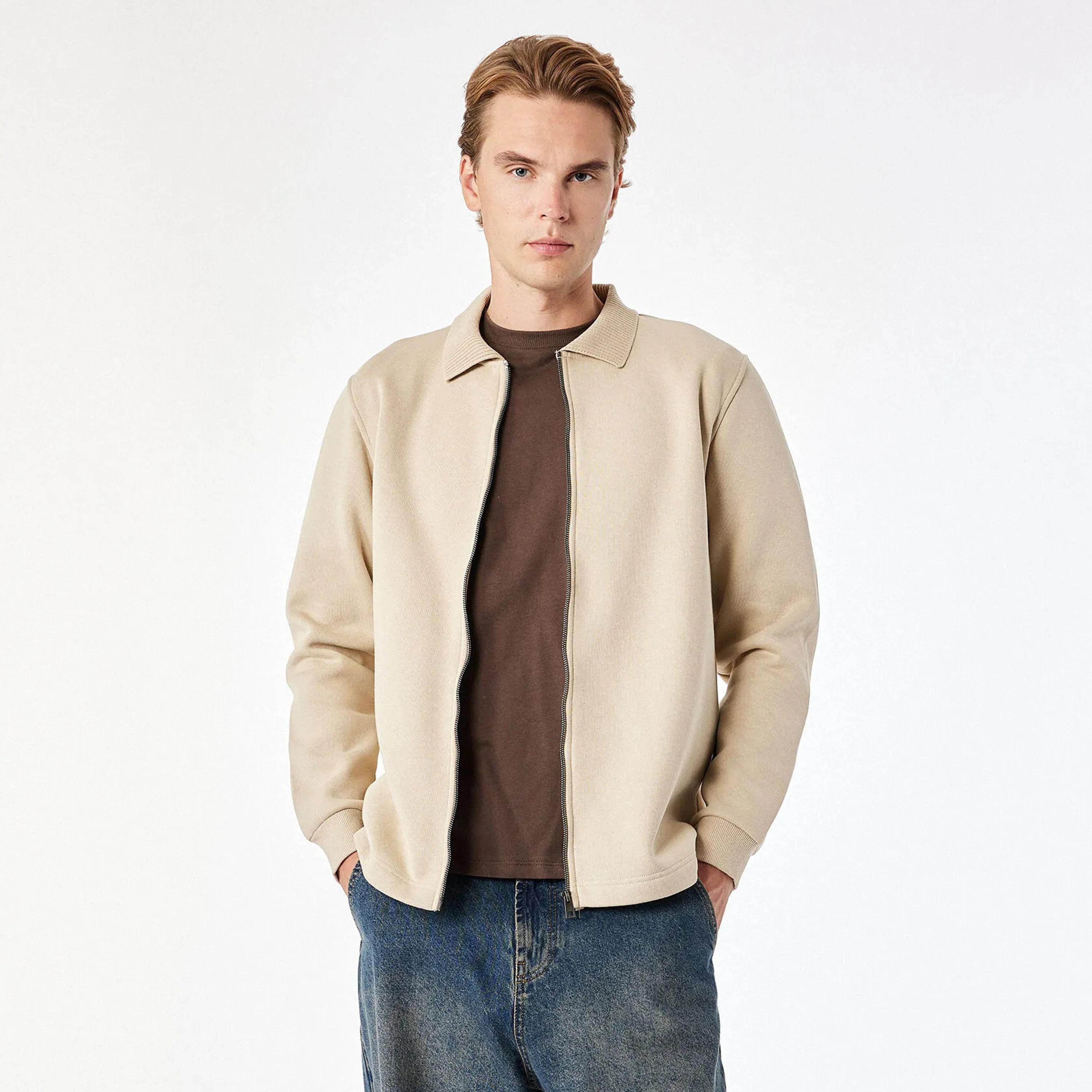 KOTON Plain Collared Long Sleeves Men's Jacket-men-clothing-jacketsandblazers-jackets-image-1