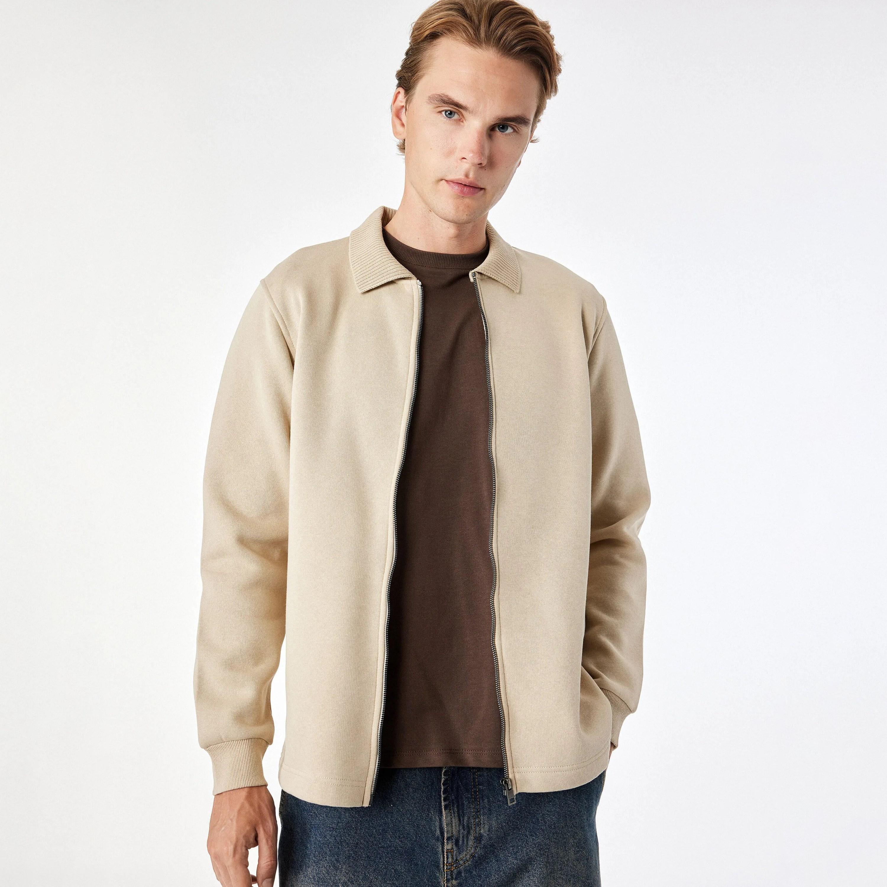 KOTON Plain Collared Long Sleeves Men's Jacket-men-clothing-jacketsandblazers-jackets-image-3