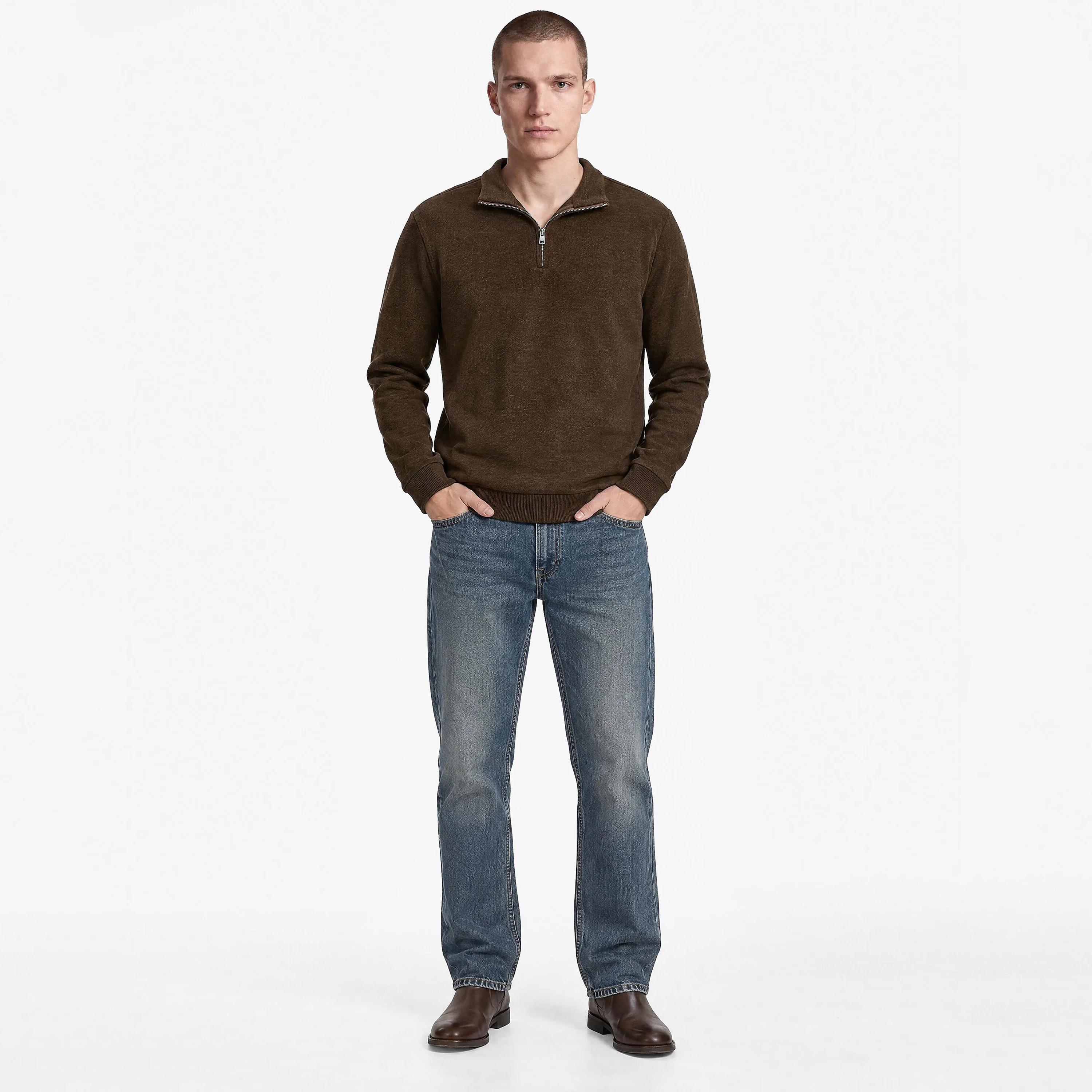 سويت شيرت رجالي سادة بياقة وأكمام طويلة من كوتون-men-winterwear-hoodiesandsweatshirts-image-2