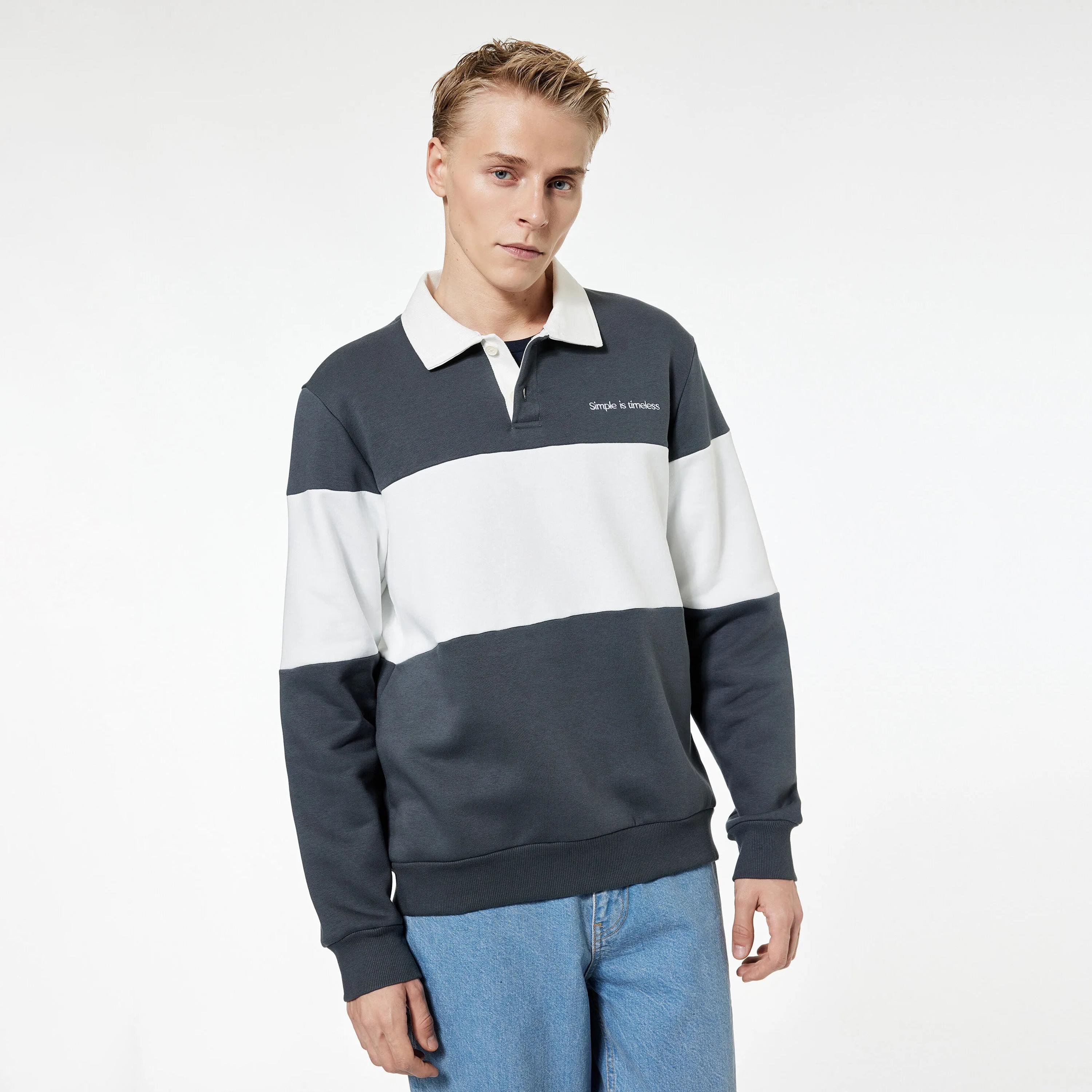 KOTON Color-Blocked Collared Long Sleeves Men's Sweatshirt-men-winterwear-hoodiesandsweatshirts-image-1