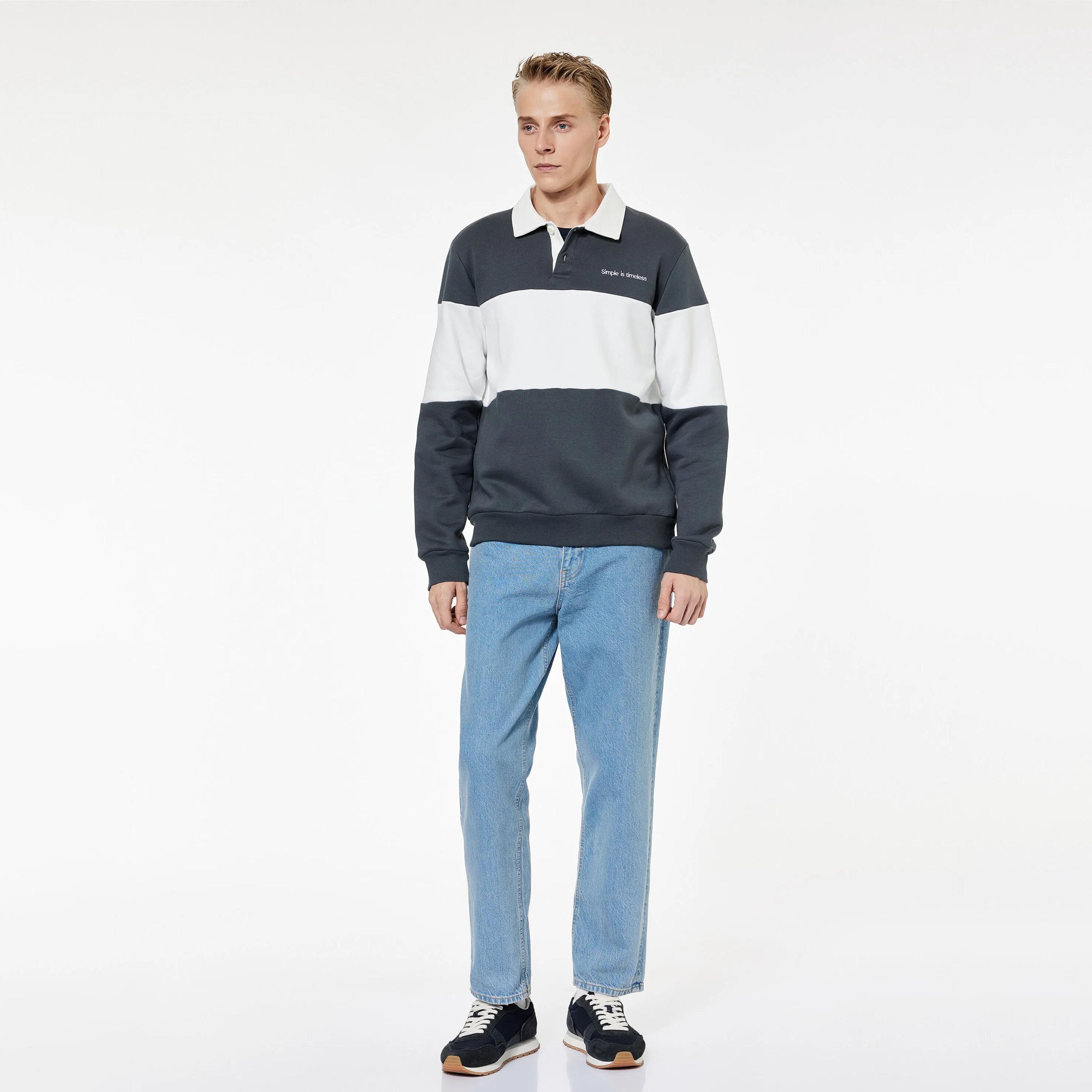 KOTON Color-Blocked Collared Long Sleeves Men's Sweatshirt-men-winterwear-hoodiesandsweatshirts-image-2