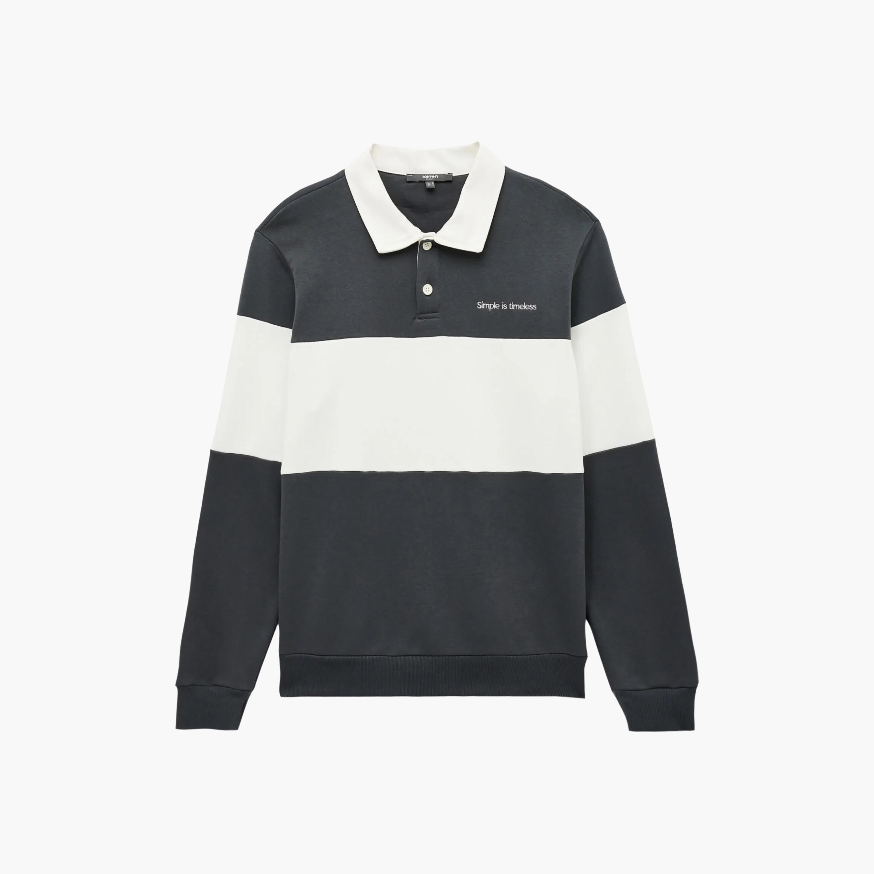KOTON Color-Blocked Collared Long Sleeves Men's Sweatshirt-men-winterwear-hoodiesandsweatshirts-image-3
