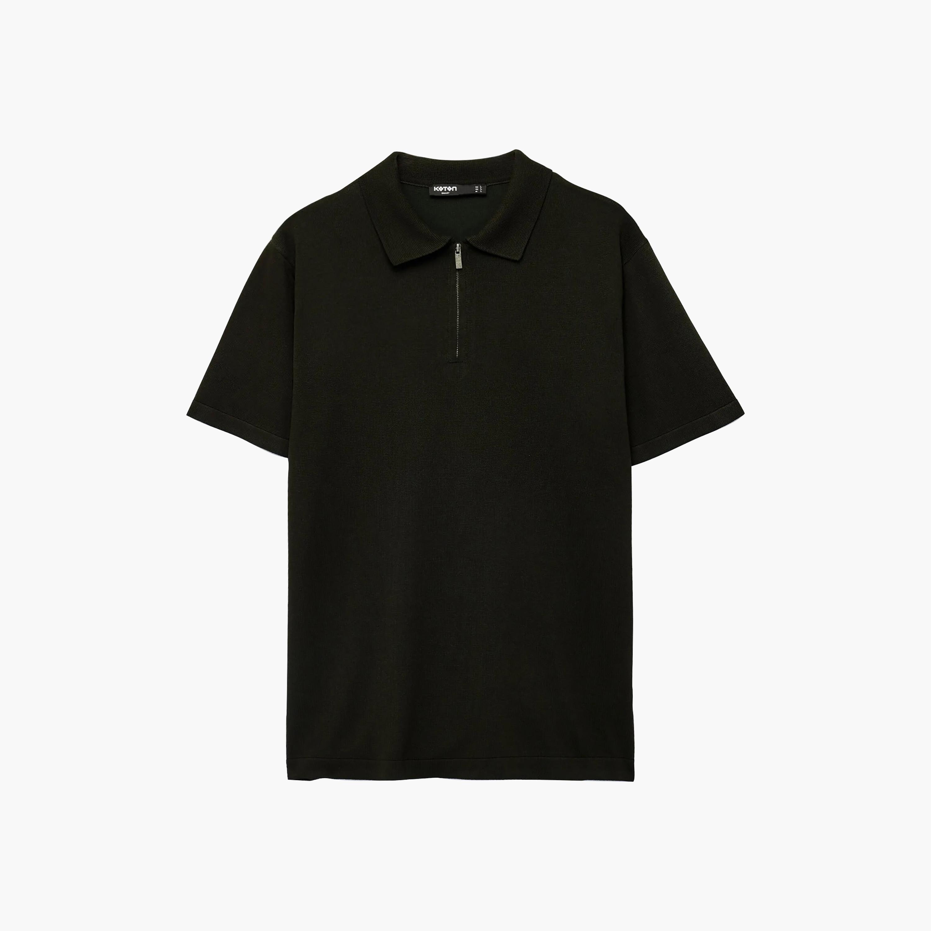 تيشيرت بولو رجالي سادة محبوك بياقة وأكمام قصيرة من كوتون-men-clothing-tshirtsandpolos-polos-image-3