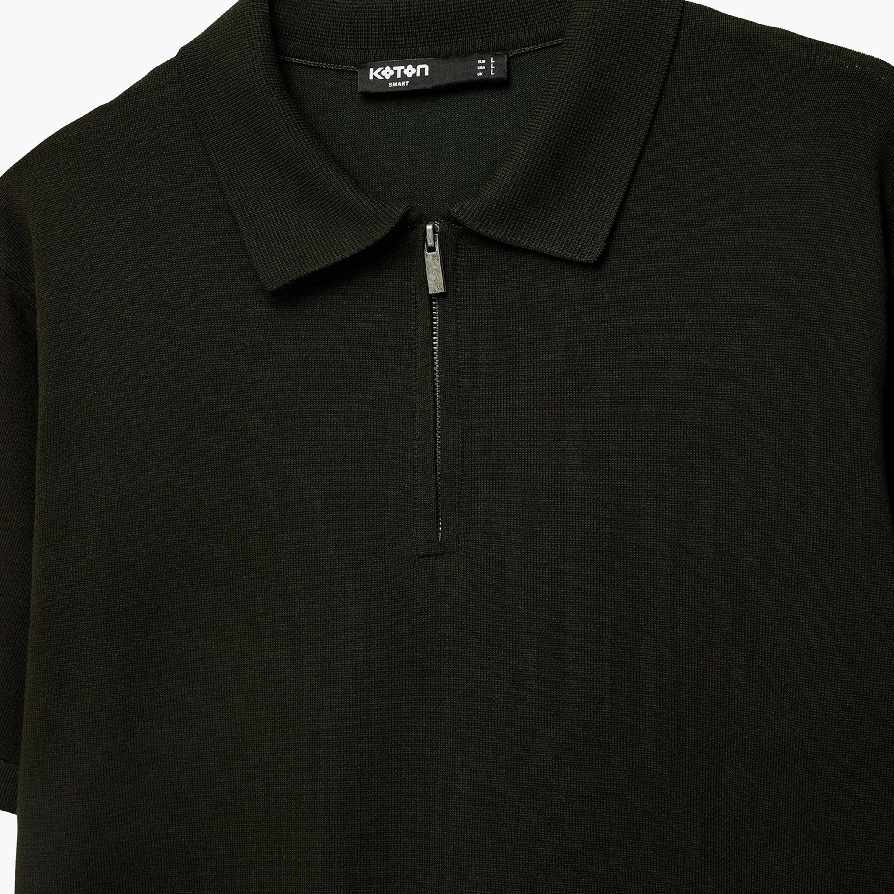 تيشيرت بولو رجالي سادة محبوك بياقة وأكمام قصيرة من كوتون-men-clothing-tshirtsandpolos-polos-image-5