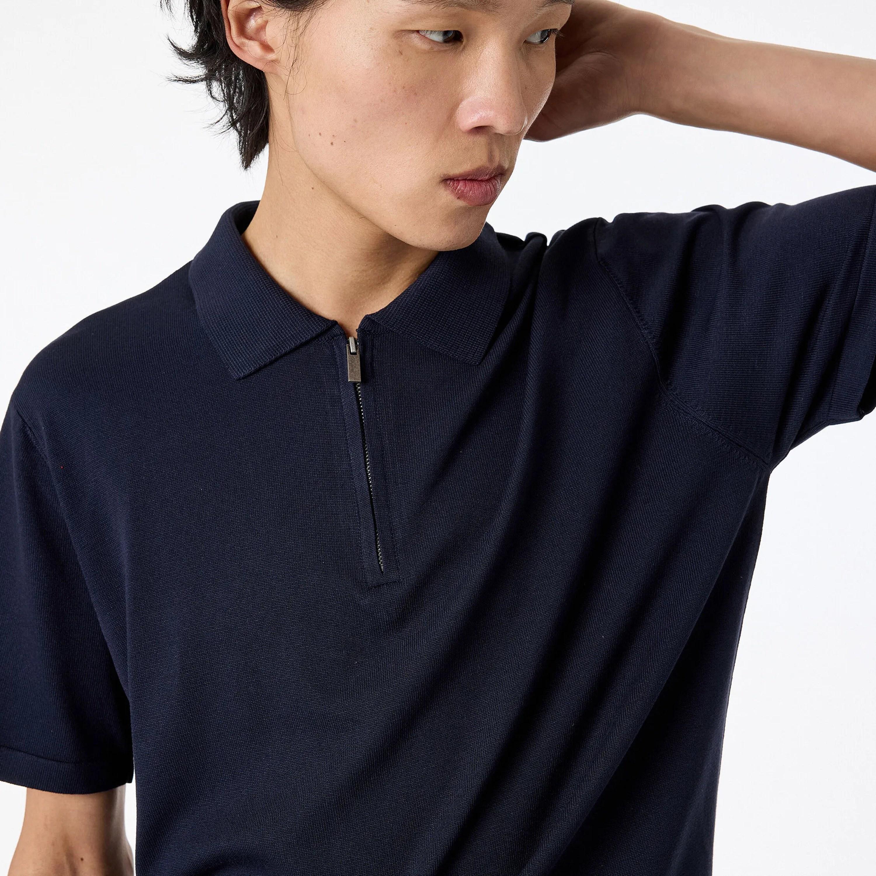 تيشيرت بولو رجالي سادة محبوك بياقة وأكمام قصيرة من كوتون-men-clothing-tshirtsandpolos-polos-image-3