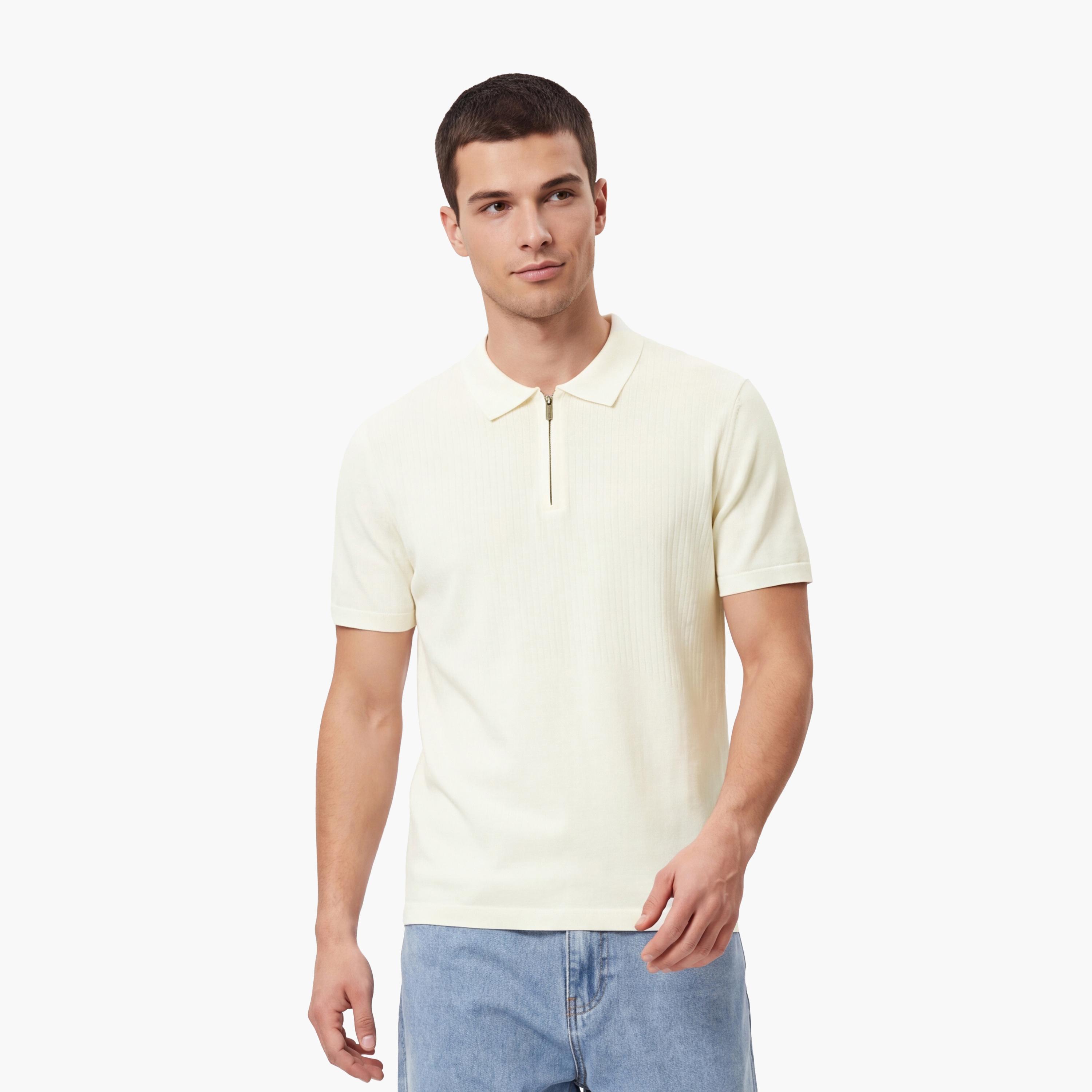 KOTON Plain Collared Short Sleeves Men's Knit Polo T-Shirt-men-clothing-tshirtsandpolos-polos-image-1