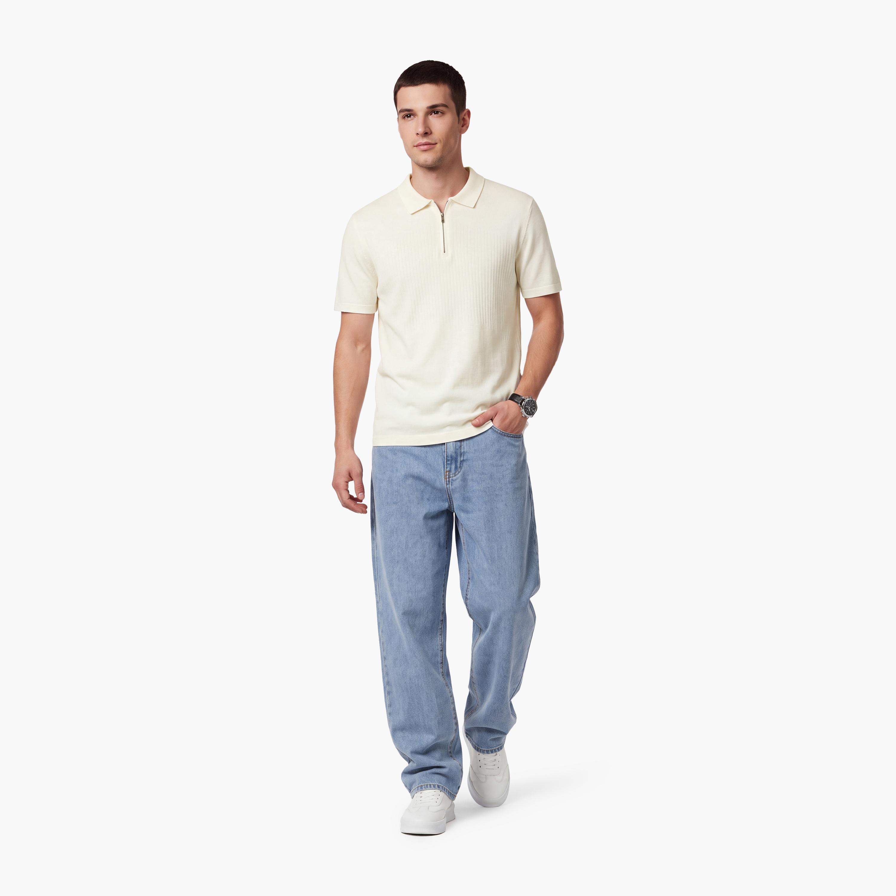 KOTON Plain Collared Short Sleeves Men's Knit Polo T-Shirt-men-clothing-tshirtsandpolos-polos-image-2