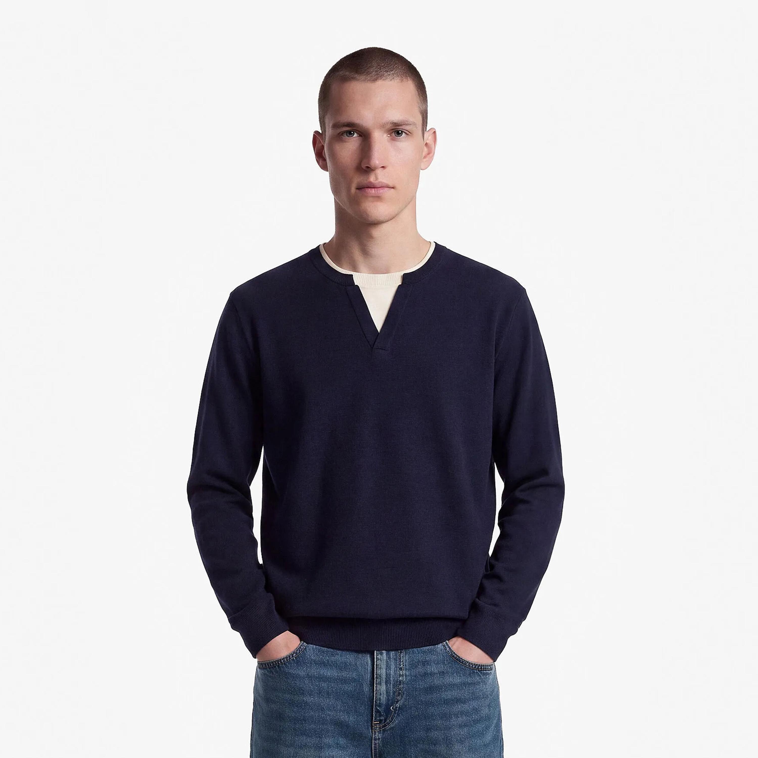 KOTON Plain Henley Neck Long Sleeves Men's Sweater-men-clothing-sweatersandpullovers-image-1