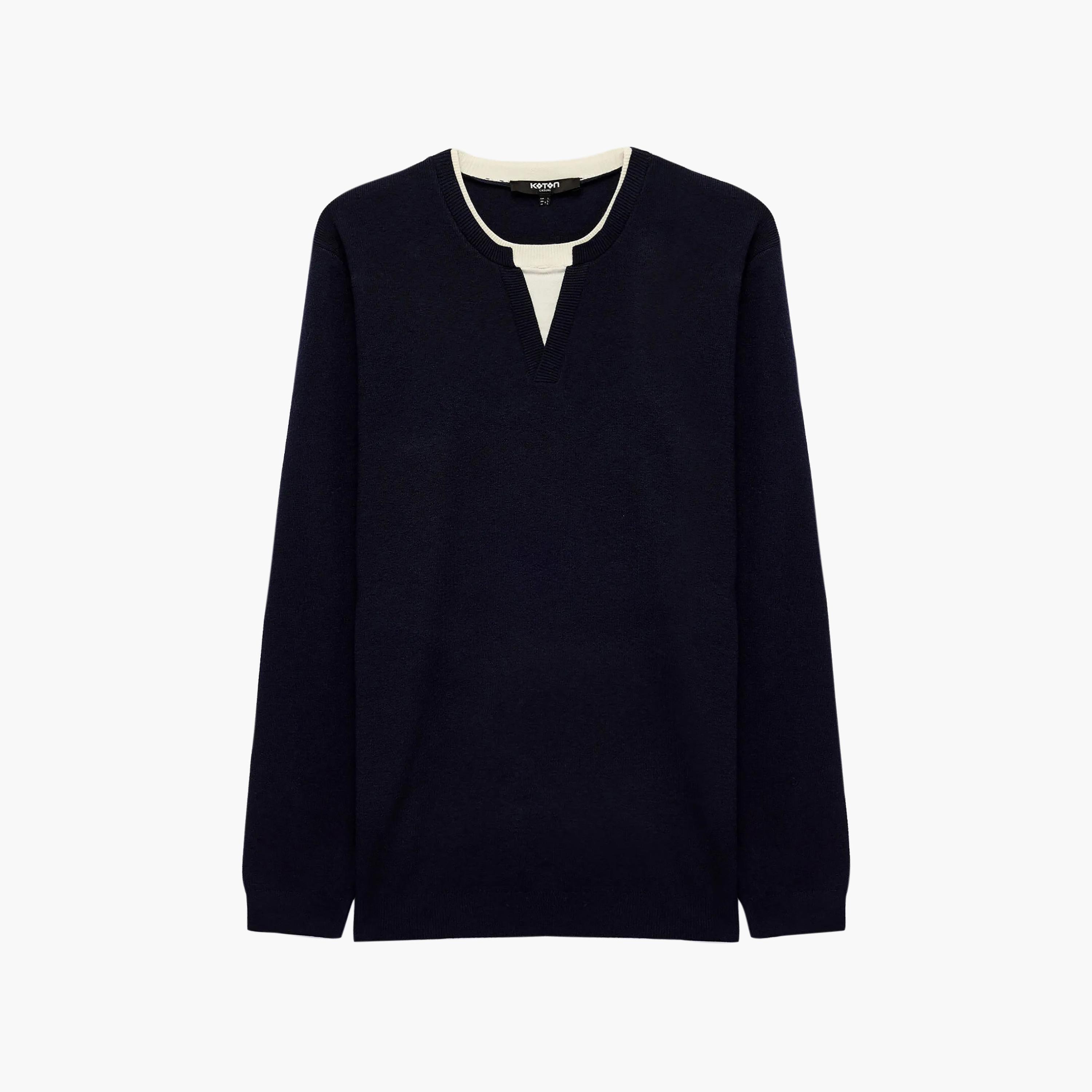 KOTON Plain Henley Neck Long Sleeves Men's Sweater-men-clothing-sweatersandpullovers-image-6