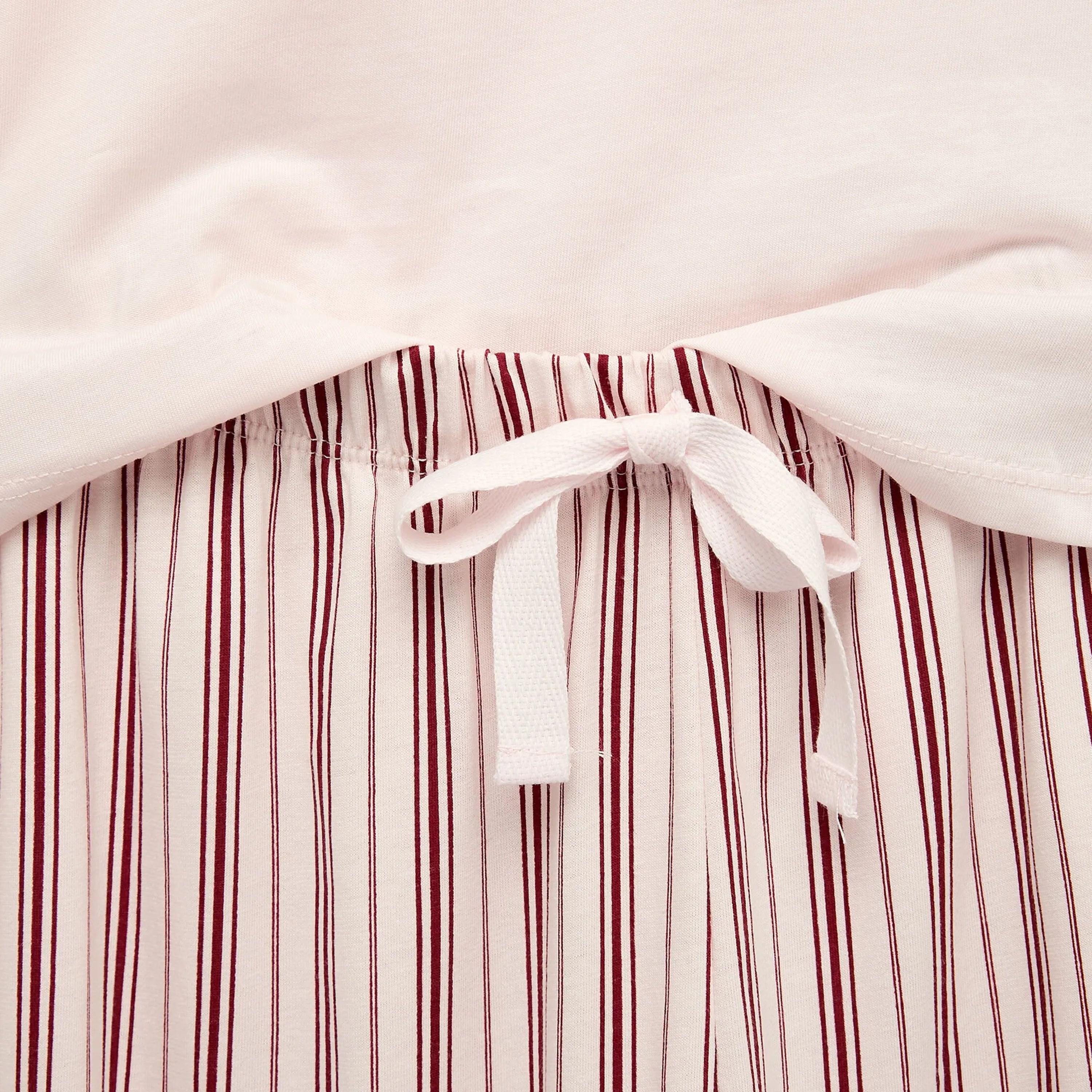 KOTON Pink Striped Women's T-Shirt & Pyjama Set-women-clothing-nightwear-pyjamas-longsets-image-5