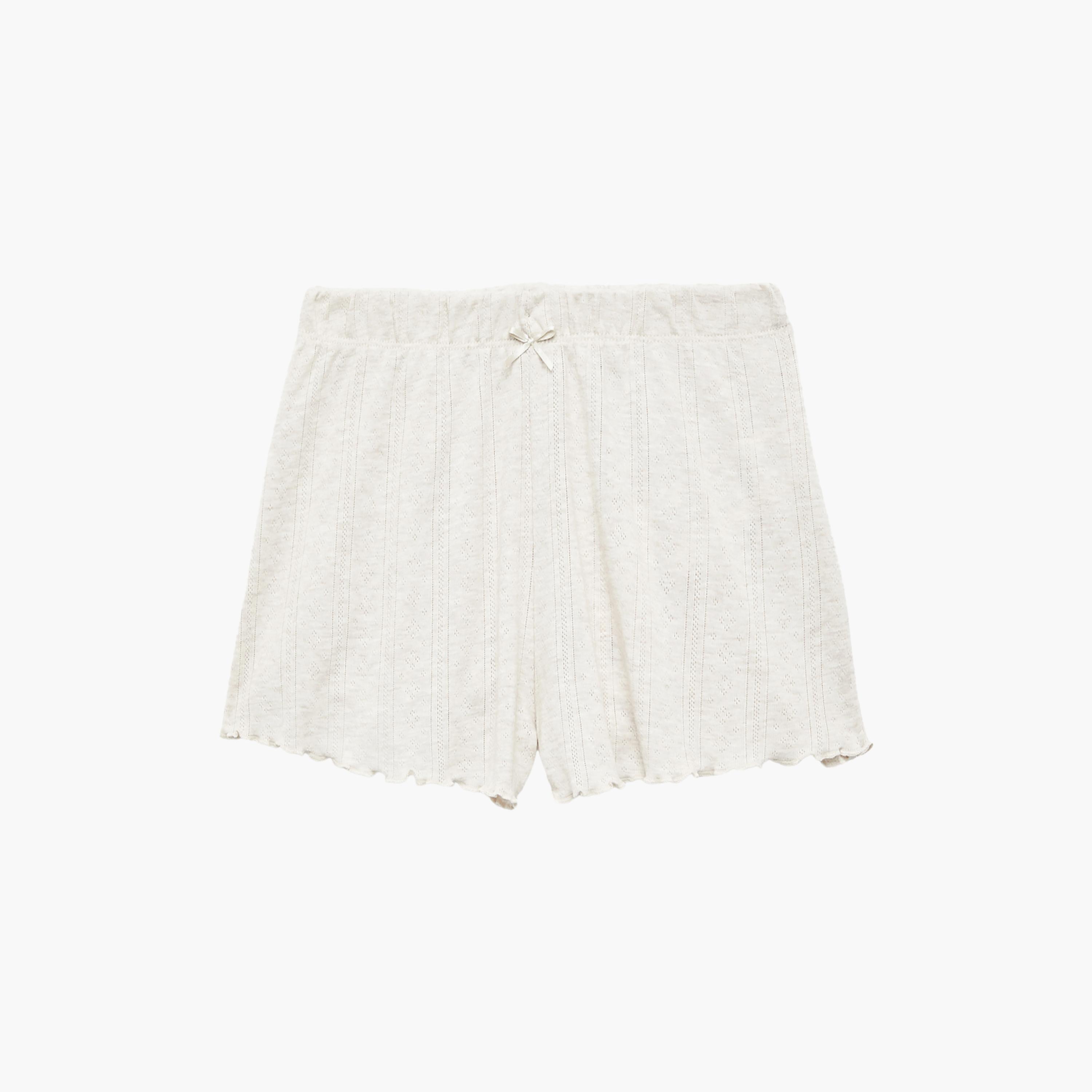 شورت حريمي بخصر مرن باللون الأبيض من كوتون-women-clothing-shorts-image-3