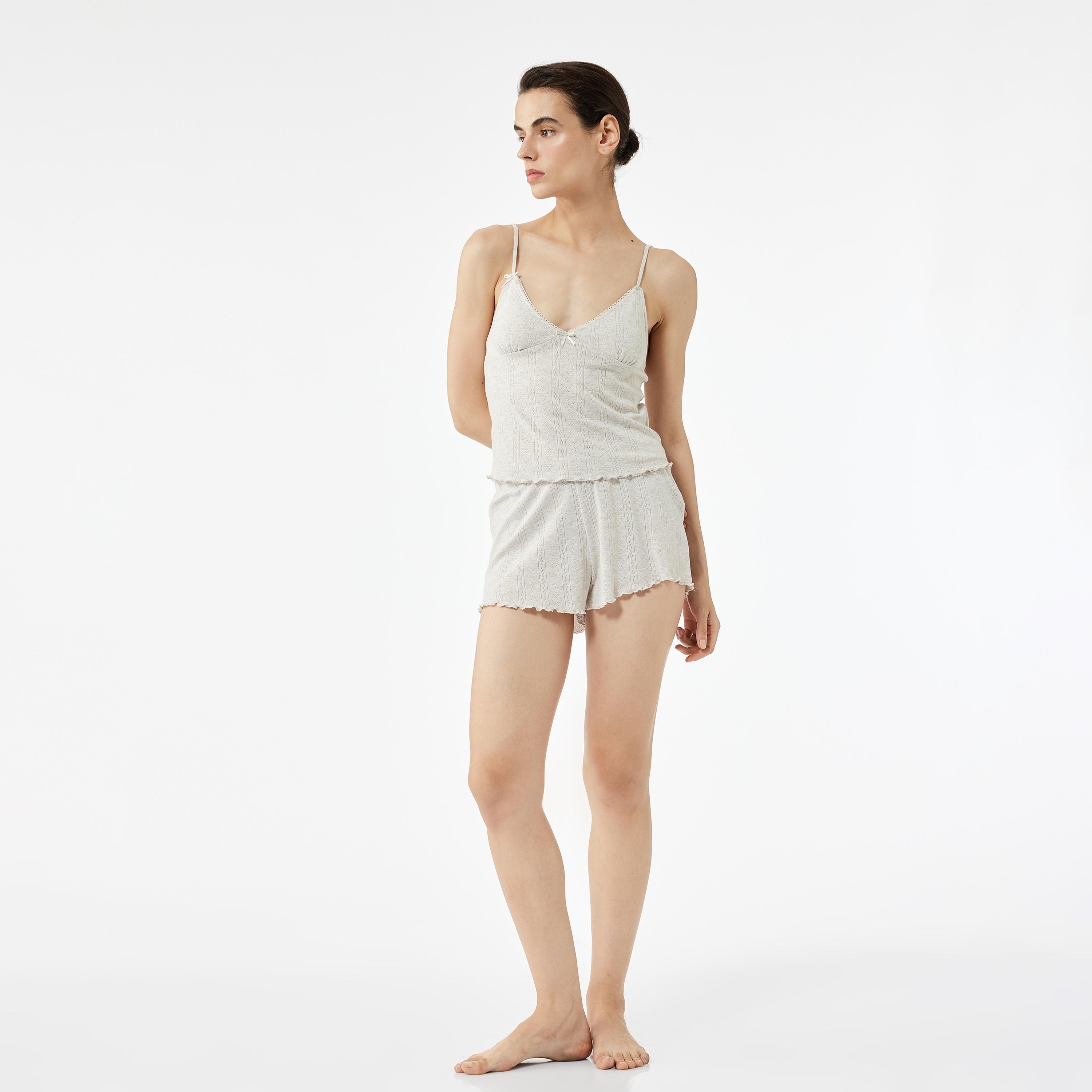 KOTON Grey Pointelle Knit Women's Tank Top-women-clothing-shirtsandblouses-blouses-image-2
