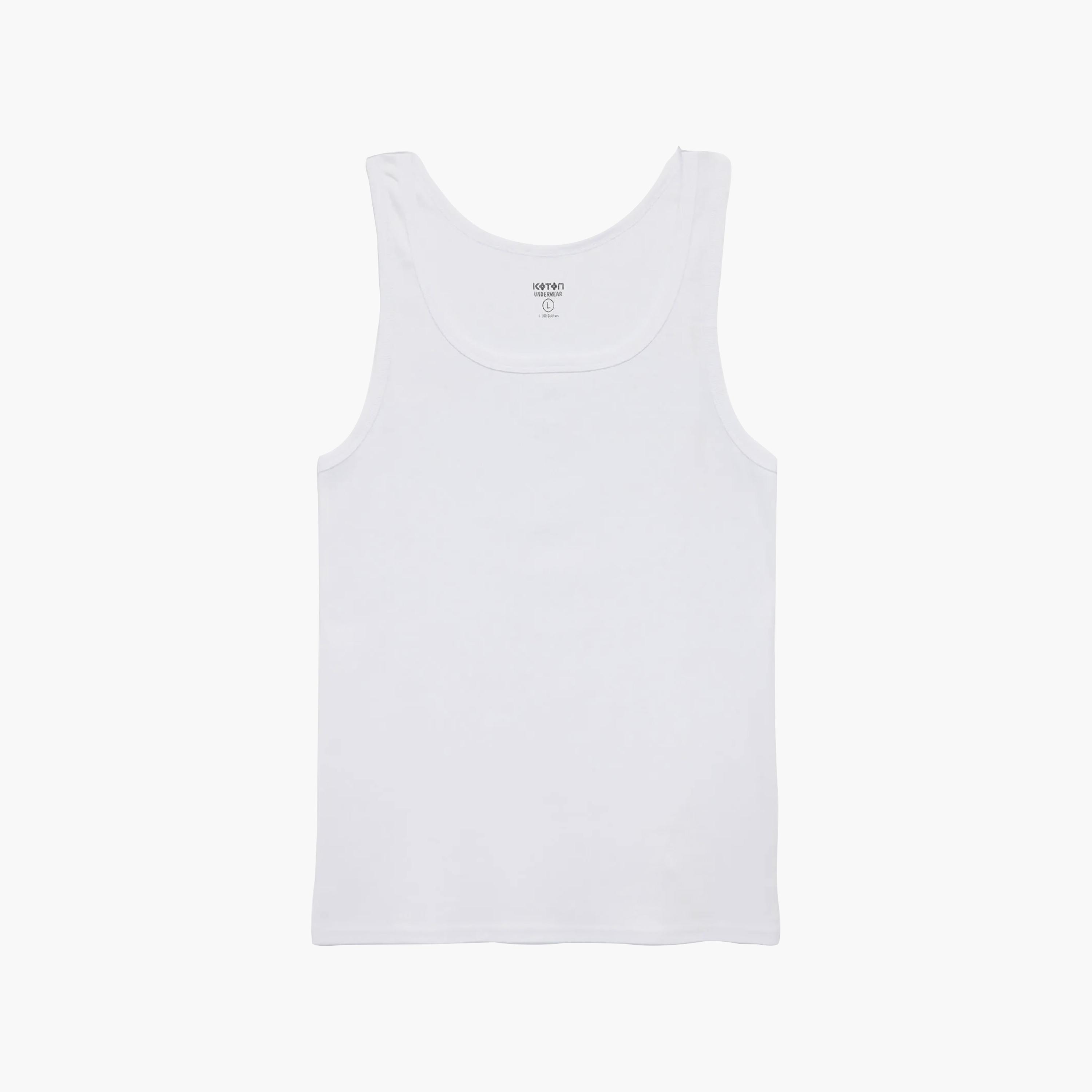 KOTON White Cotton Scoop Neck Women's Tank Top-women-clothing-shirtsandblouses-blouses-image-1