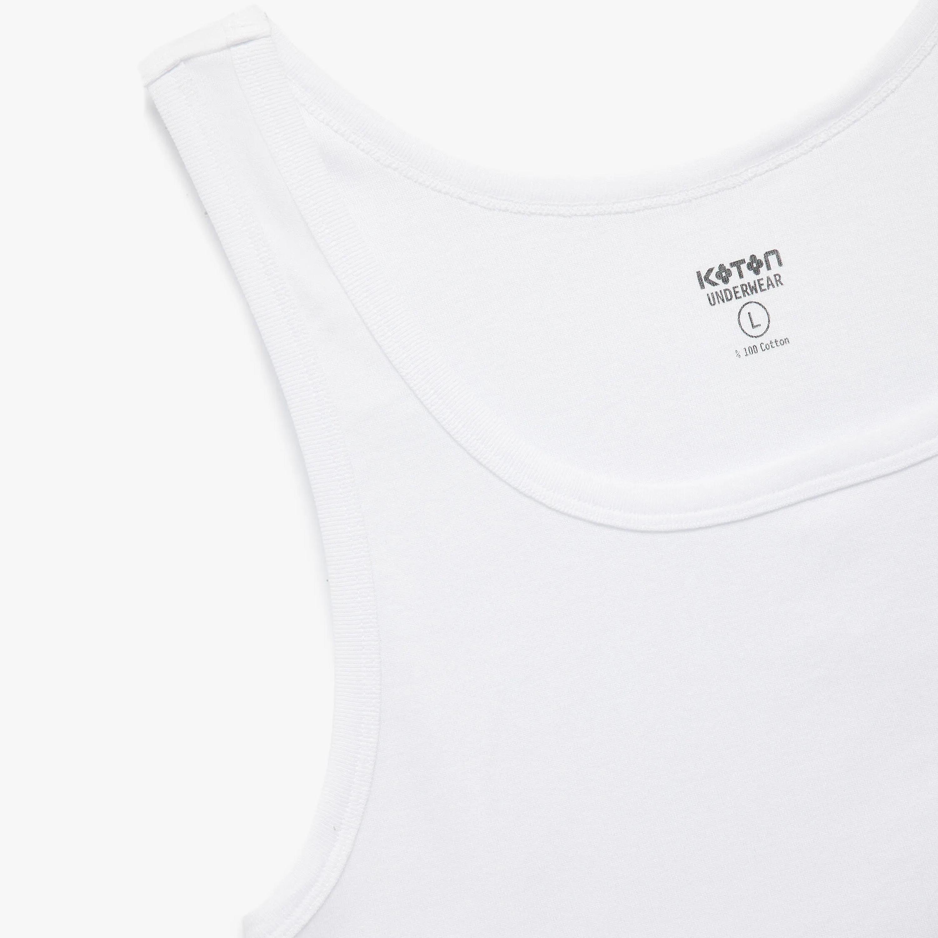 KOTON White Cotton Scoop Neck Women's Tank Top-women-clothing-shirtsandblouses-blouses-image-3
