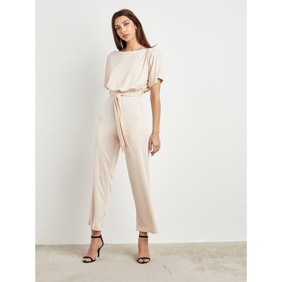Styli Plain Batwing Sleeves Belted Jumpsuit with Wide Leg-women-clothing-jumpsuits-image-1