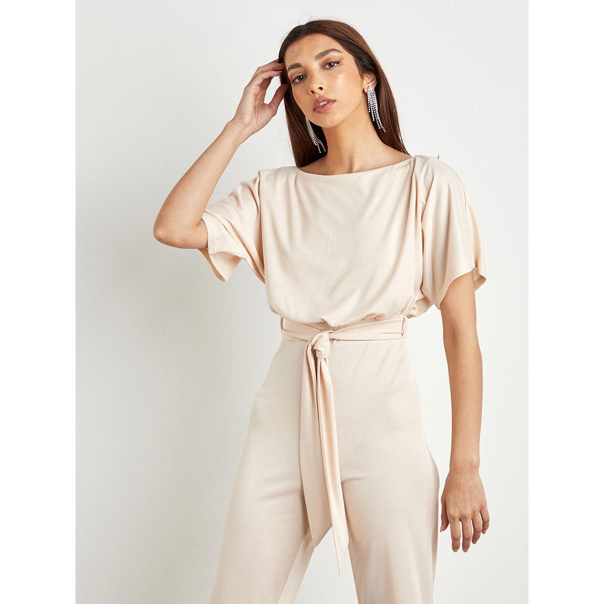 Styli Plain Batwing Sleeves Belted Jumpsuit with Wide Leg-women-clothing-jumpsuits-image-3