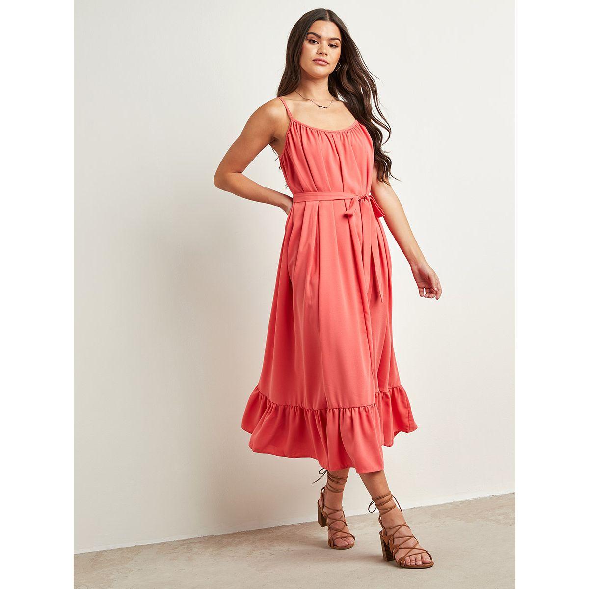 Styli Spaghetti Strap Solid Swing Dress-women-clothing-dresses-image-1