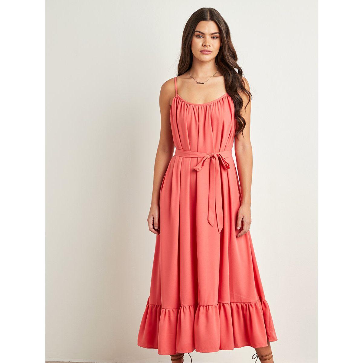 Styli Spaghetti Strap Solid Swing Dress-women-clothing-dresses-image-3