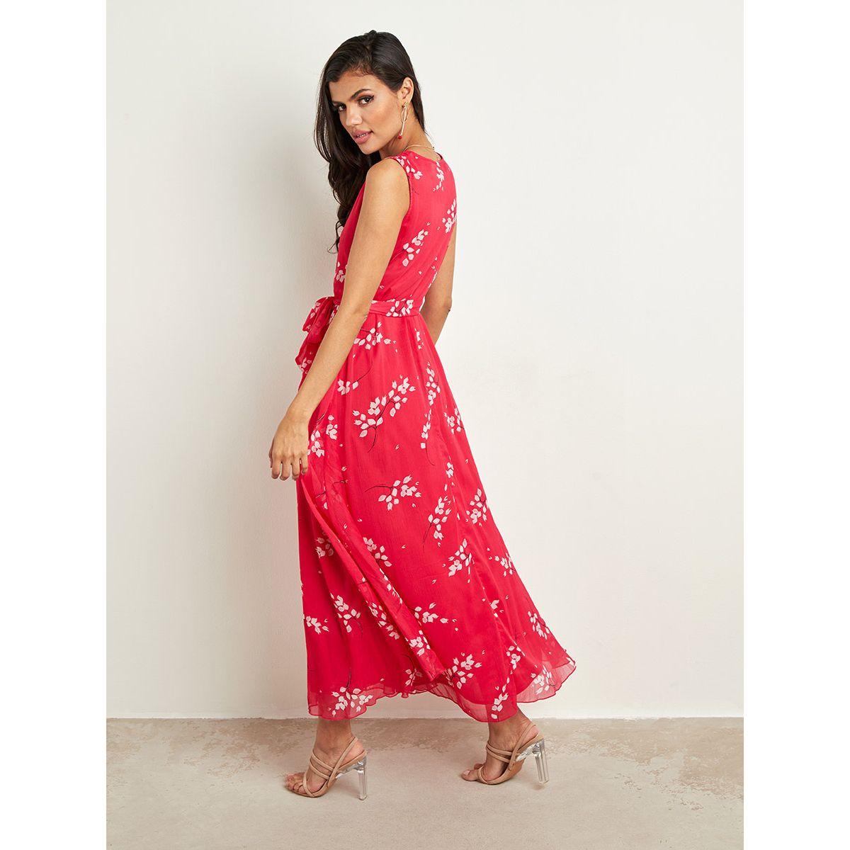 Styli Floral Print Self Tie Belt A-Line Maxi Dress-women-clothing-dresses-image-2
