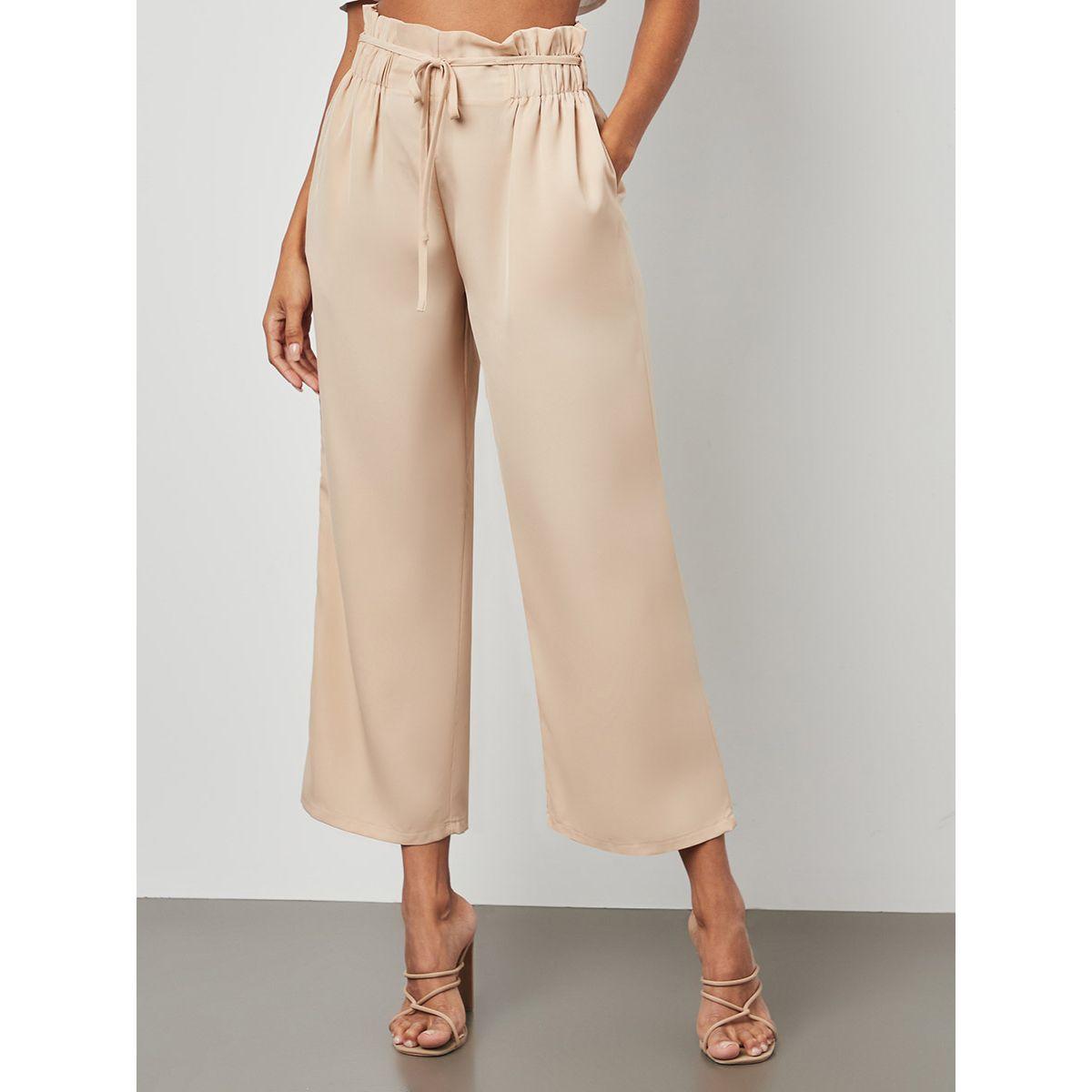 بنطلون بخصر مزموم وأرجل واسعة-women-clothing-bottoms-trousers-image-2