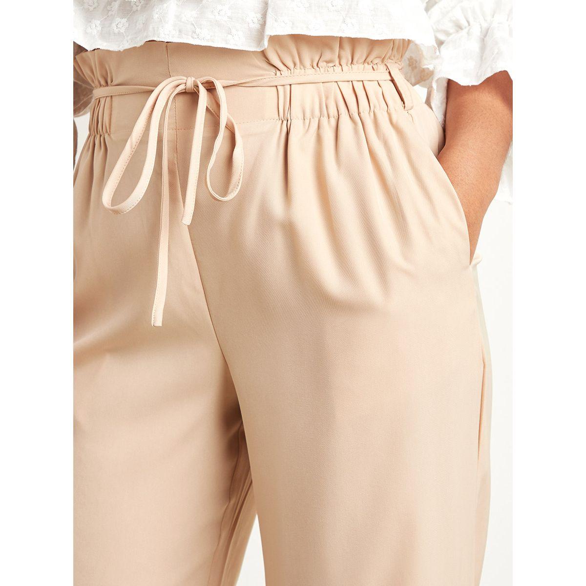 Styli Plain Paper Bag Waist Wide Leg Fit Trouser-women-clothing-bottoms-trousers-image-7