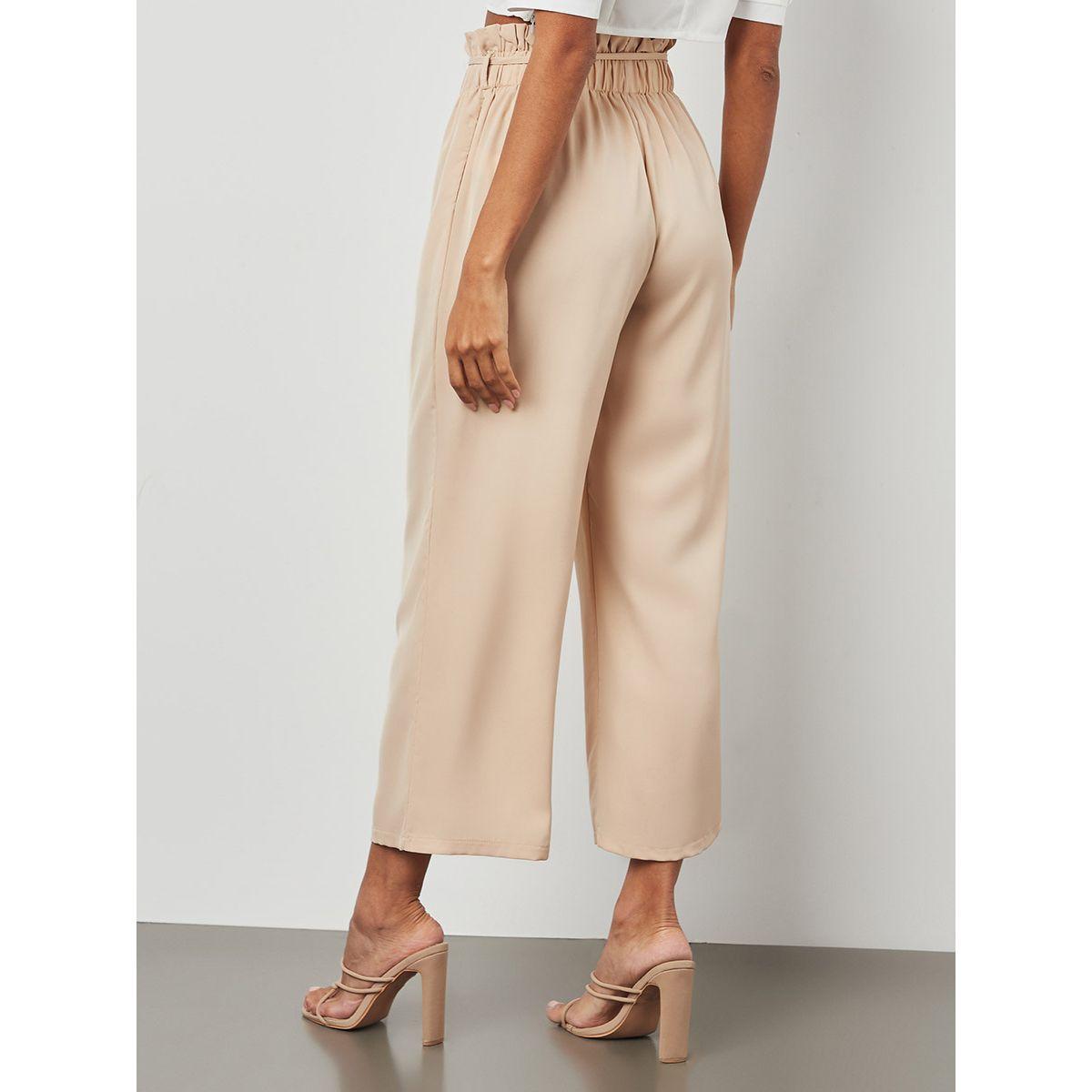 Styli Plain Paper Bag Waist Wide Leg Fit Trouser-women-clothing-bottoms-trousers-image-8
