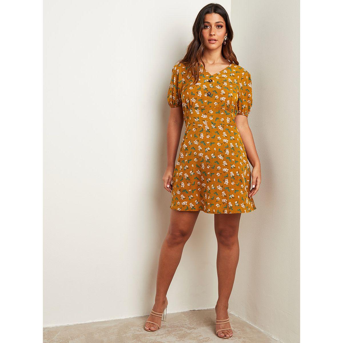 Styli Ditsy Floral Printed A-Line Mini Dress-women-clothing-dresses-image-1