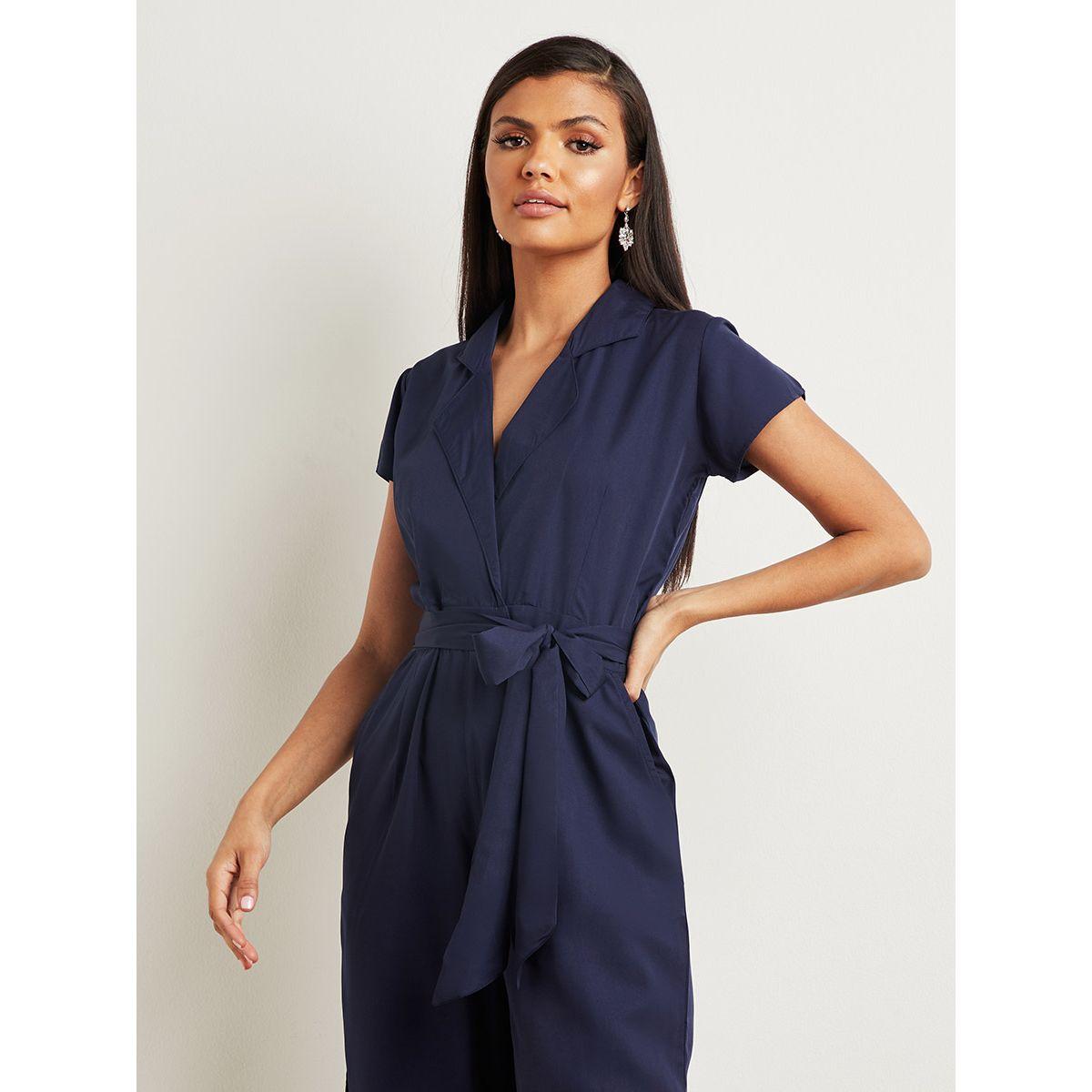 Styli Collared Wide Leg Jumpsuit with Tie Waist-women-clothing-jumpsuits-image-2